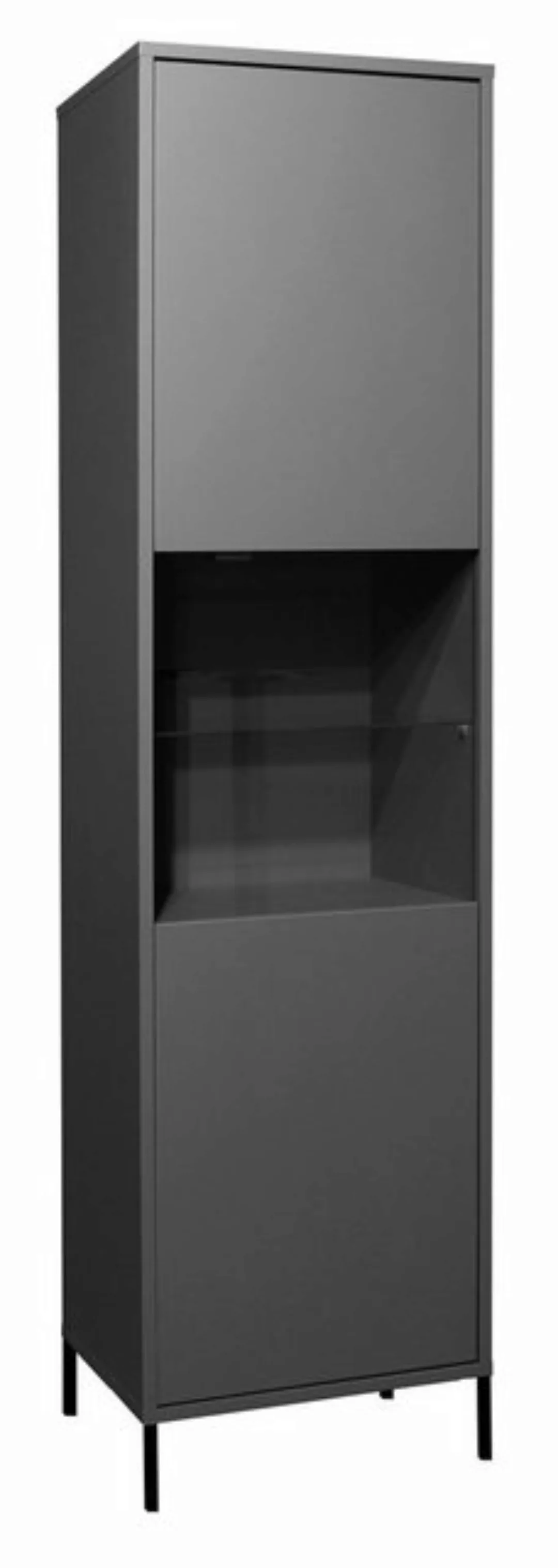 58 aufm Kessel Vitrine Wohnzimmer Erna 51x45x197 Vitrinenschrank Anthrazit günstig online kaufen