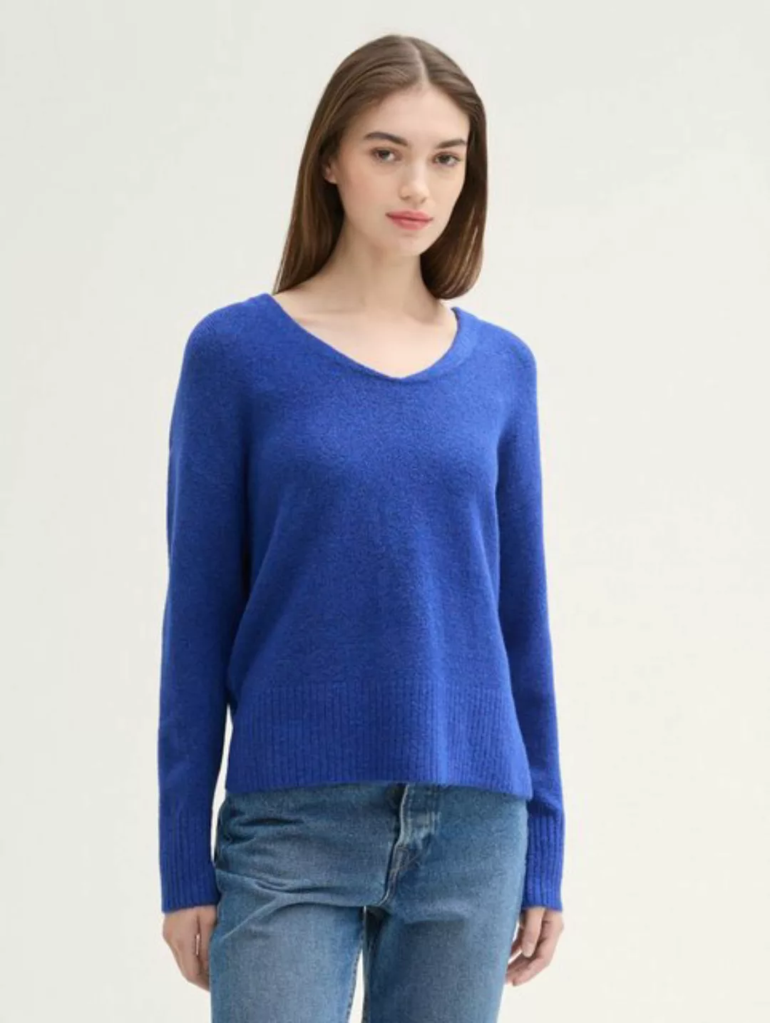 TOM TAILOR Denim Strickpullover Relaxed Strickpullover mit V-Ausschnitt günstig online kaufen