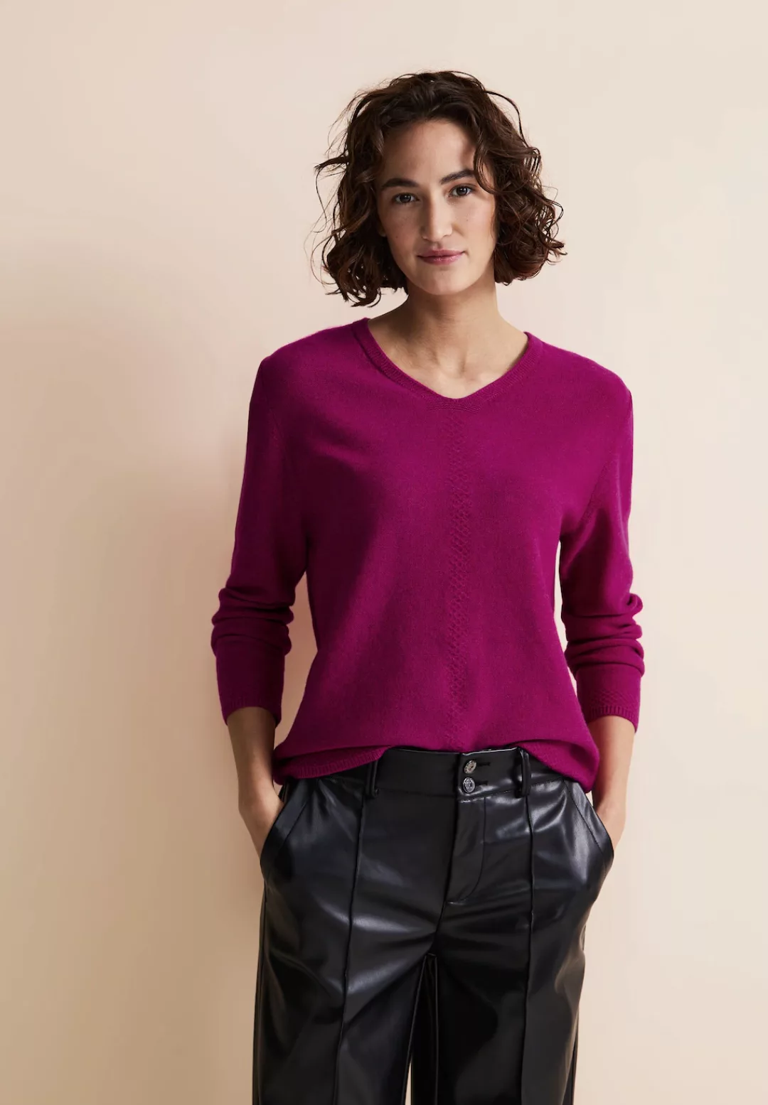 STREET ONE V-Ausschnitt-Pullover in Melange Optik günstig online kaufen
