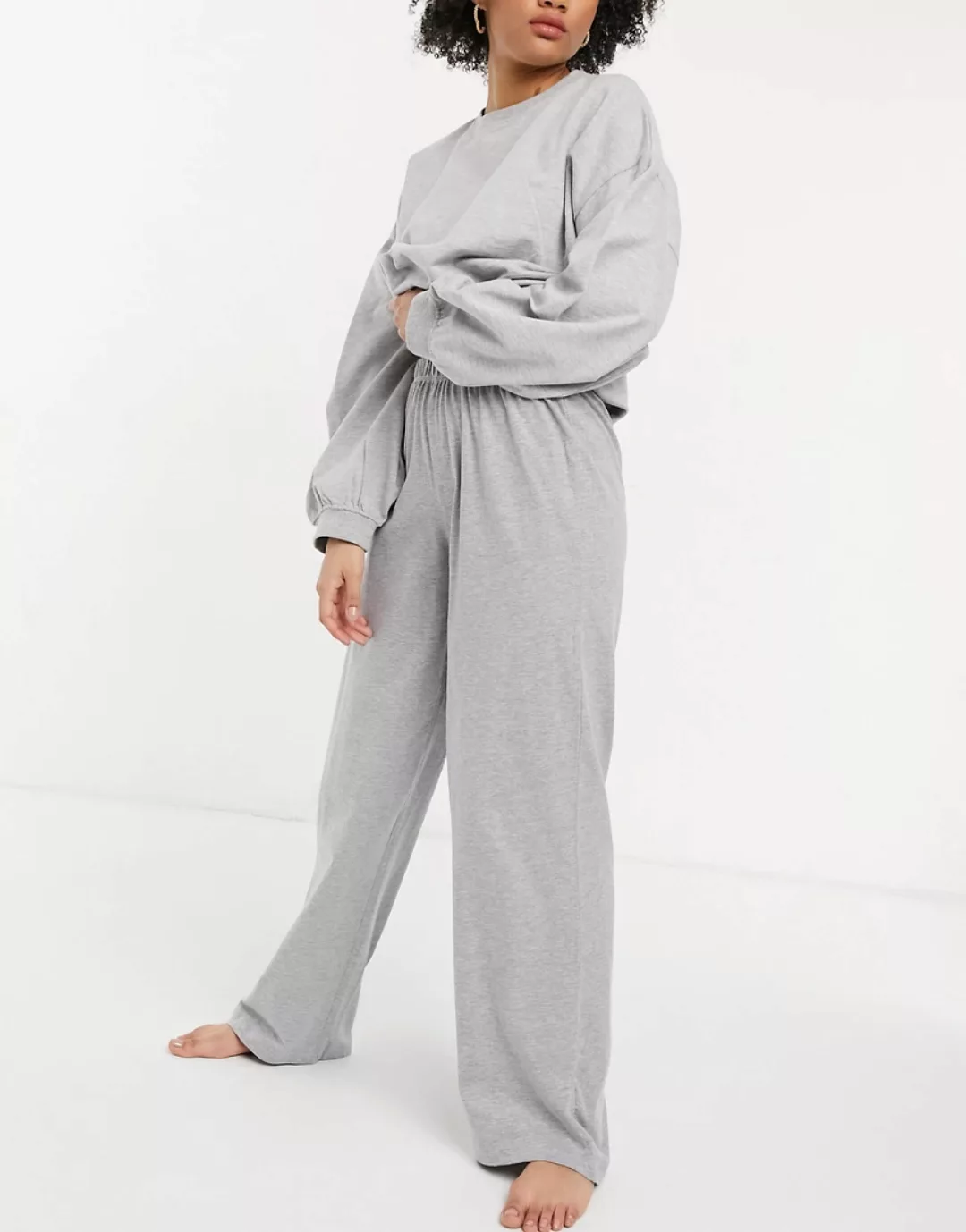 ASOS DESIGN – Mix & Match – Jersey-Pyjamahose mit geradem Schnitt in Kalkgr günstig online kaufen