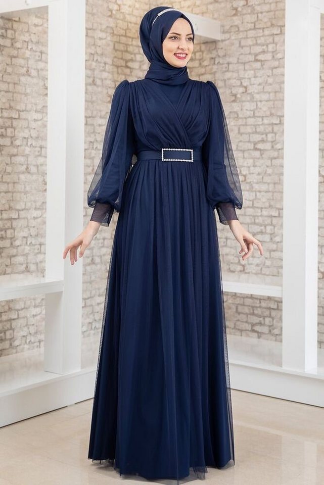 fashionshowcase Abendkleid Damen Glitzer Maxikleid mit Volant Abiye Abaya H günstig online kaufen