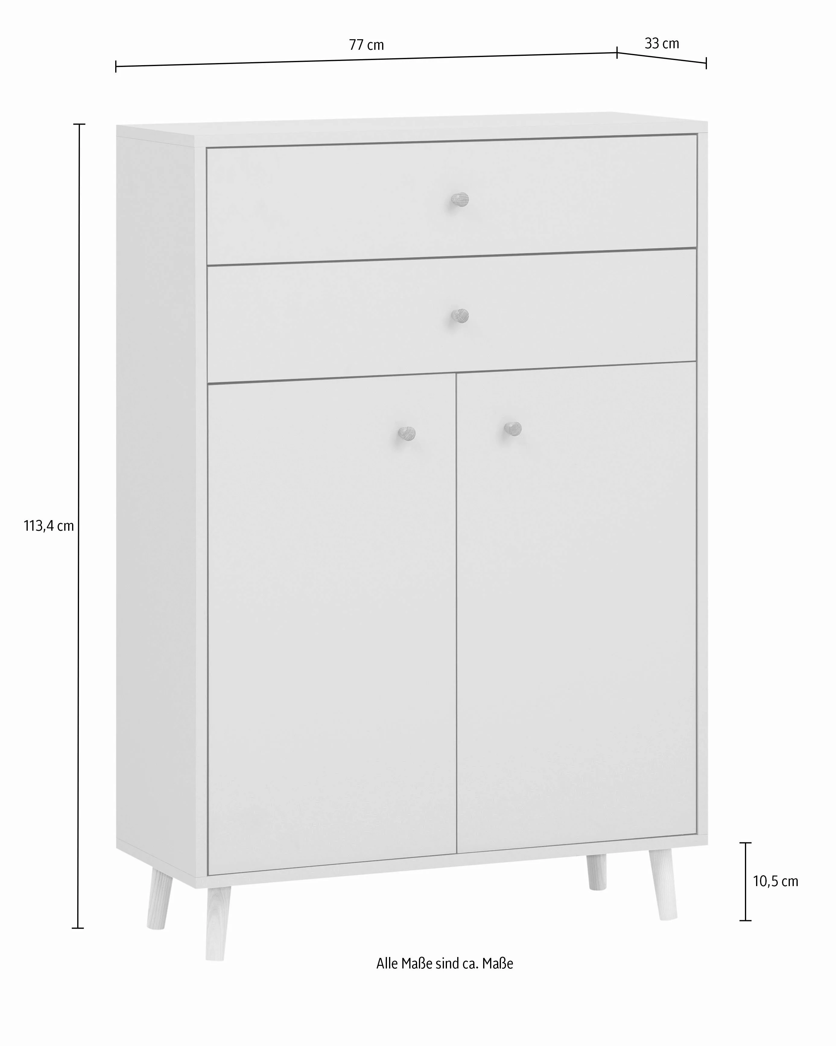 Schildmeyer Midischrank "Bjarne, Breite 77 cm", Mit Metallbeschlägen, Griff günstig online kaufen