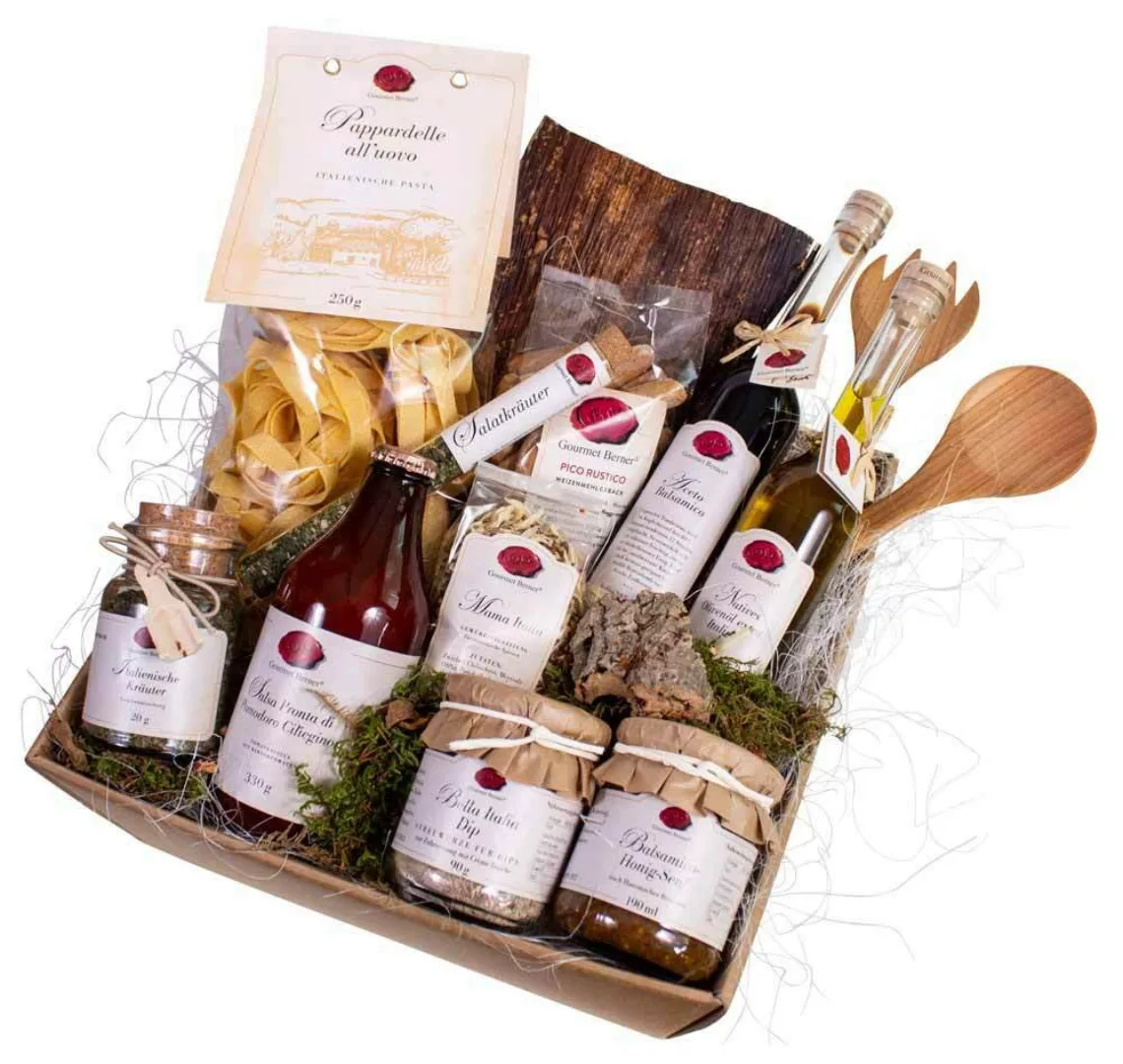 Gourmet Berner Geschenkbox Luxury Präsent Geschenkkorb mit Salatbesteck günstig online kaufen