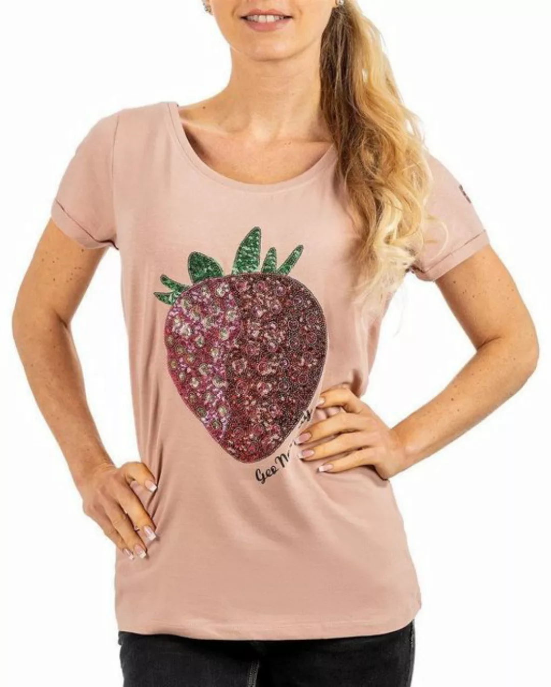 Geo Norway T-Shirt Casual Kurzarm Shirt bajadora Lady (1-tlg) mit Erdbeermo günstig online kaufen