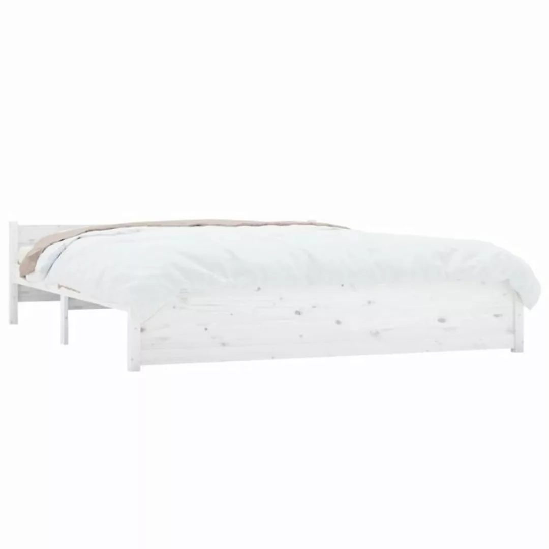 vidaXL Bettgestell Massivholzbett Weiß 160x200 cm Bett Bettgestell Doppelbe günstig online kaufen