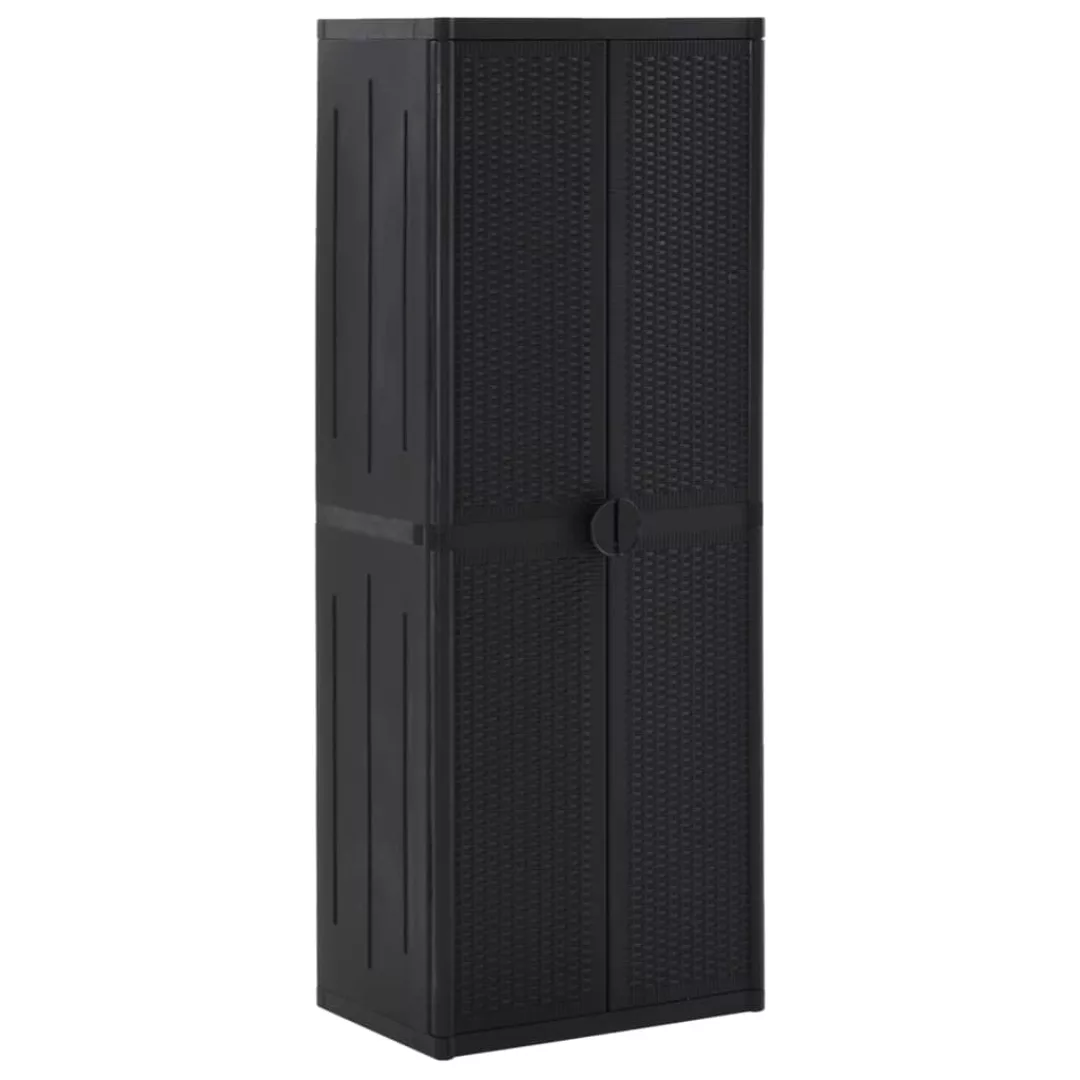 Gartenschrank Schwarz 65x45x172 Cm Pp Rattan günstig online kaufen