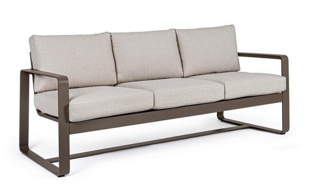 Natur24 Sofa Sofa Merrigan 194x78x84cm Aluminium Braun Sofa Couch Polster günstig online kaufen