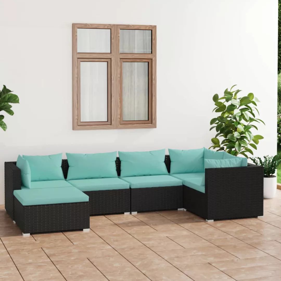 Vidaxl 6-tlg. Garten-lounge-set Mit Kissen Poly Rattan Schwarz günstig online kaufen