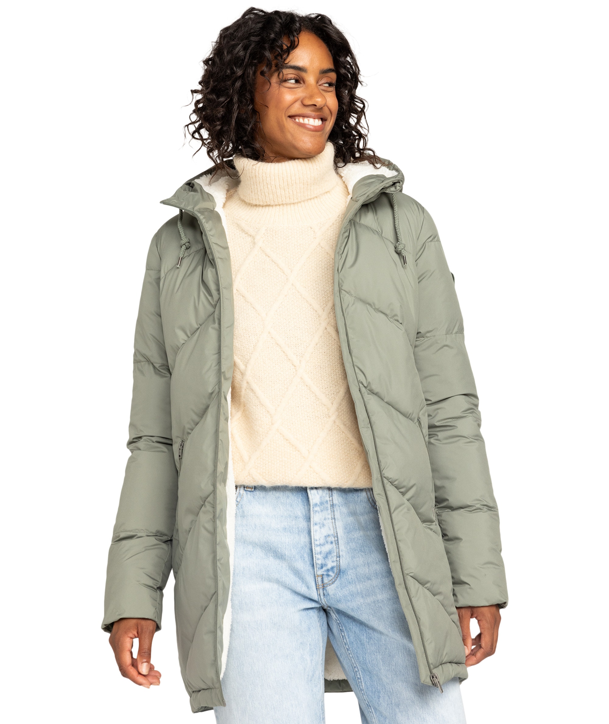 Roxy Steppjacke "BETTER WEATHER", mit Kapuze, extra Länge günstig online kaufen