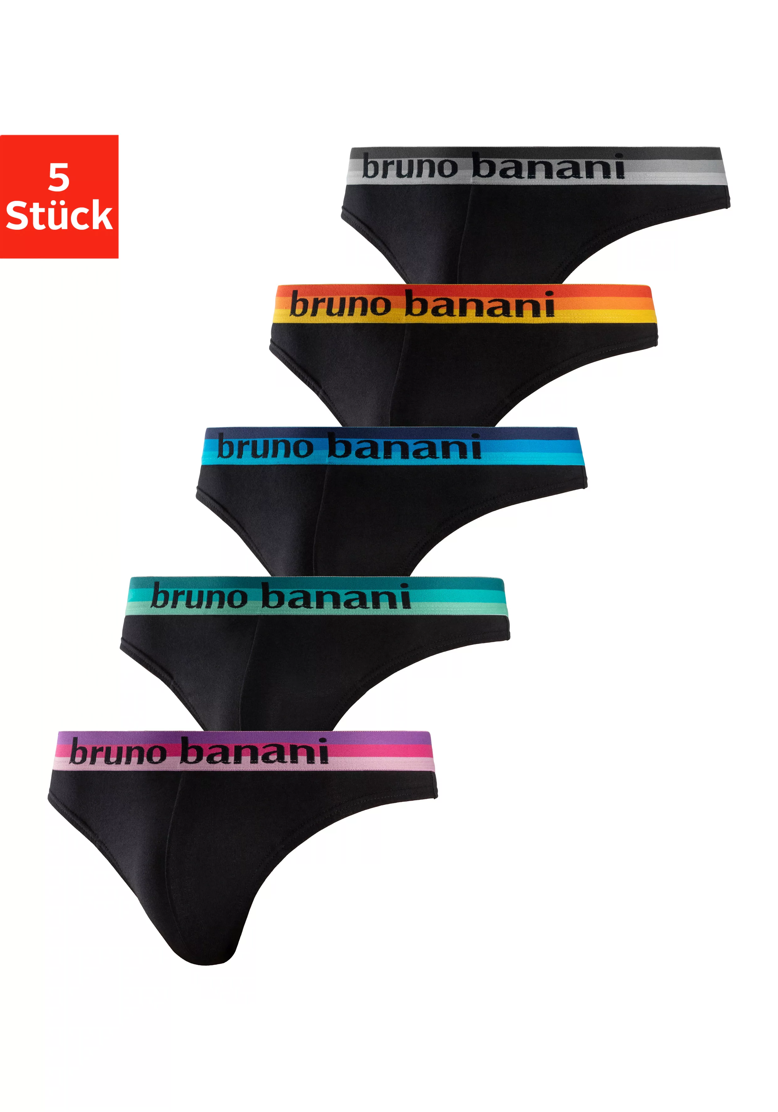 Bruno Banani String, (Packung, 5 St.), mit Streifen Logo Webbund günstig online kaufen