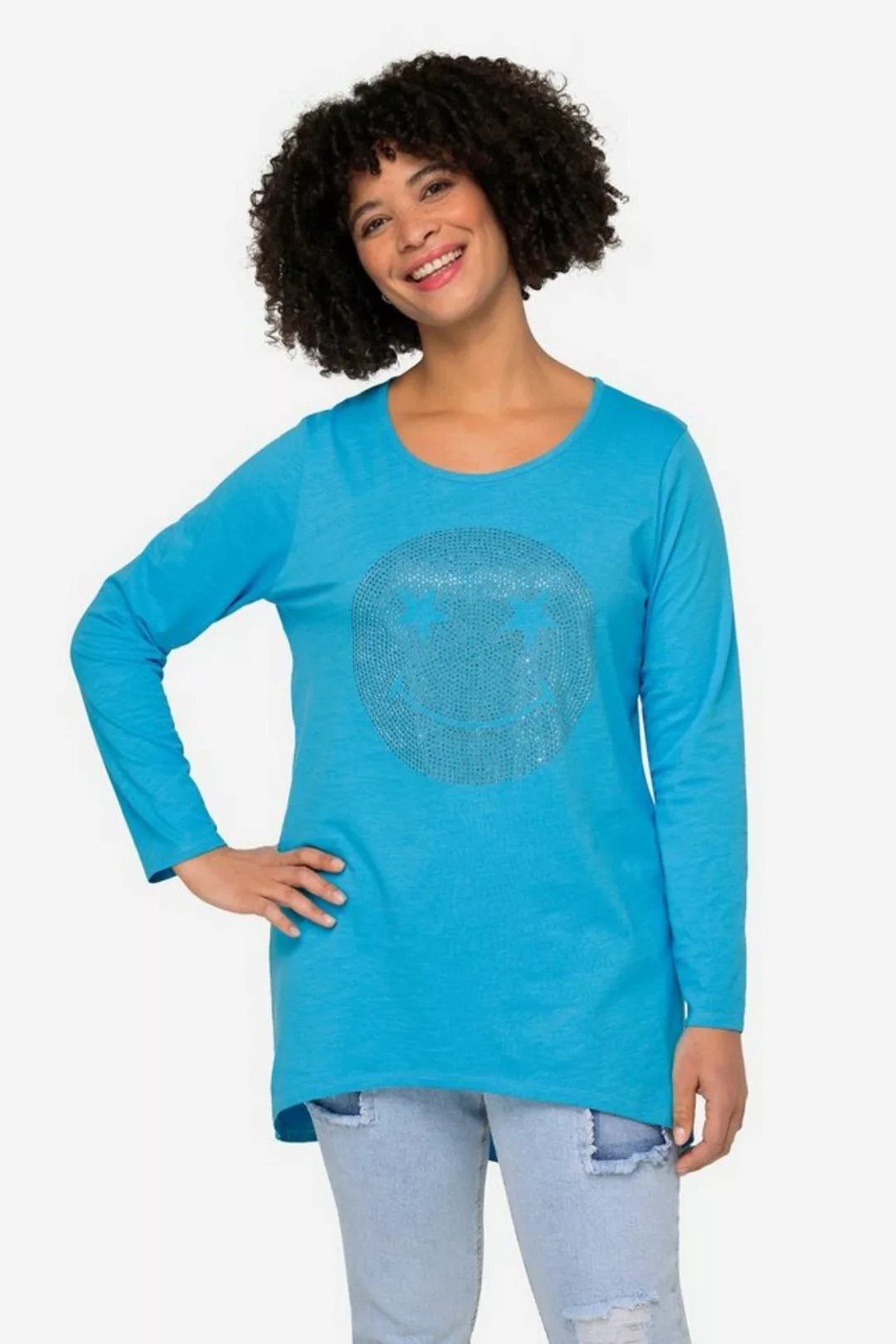 Angel of Style Longsleeve Longshirt oversized Smiley V-Ausschnitt Langarm günstig online kaufen