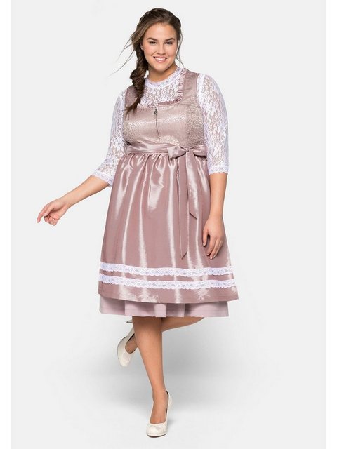 Sheego Dirndl Große Größen mit Schürze und Spitzenbluse 3tlg. günstig online kaufen