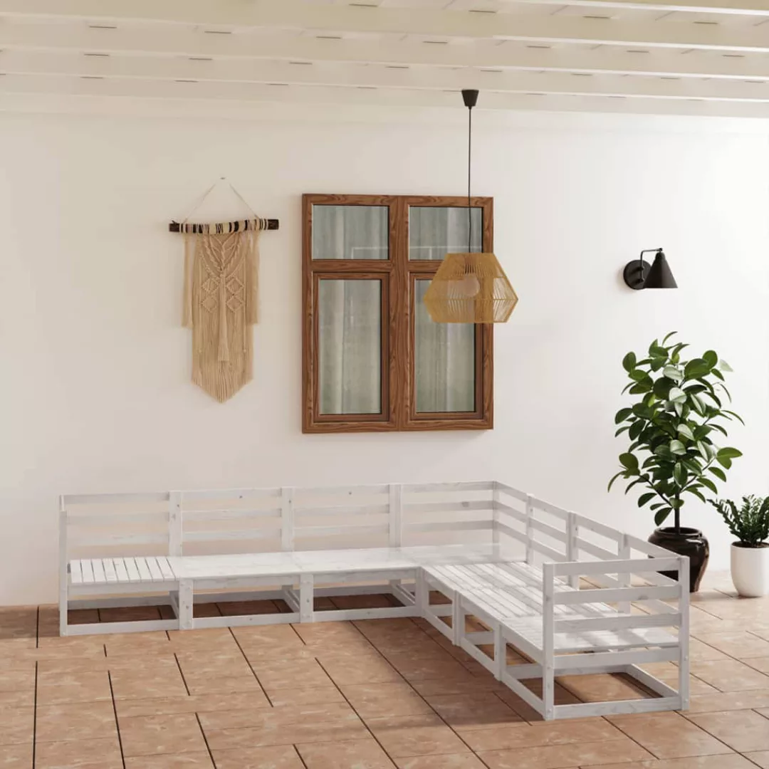 7-tlg. Garten-lounge-set Weiß Kiefer Massivholz günstig online kaufen