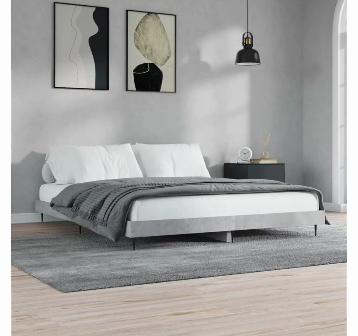 furnicato Bett Bettgestell Betongrau 200x200 cm Holzwerkstoff günstig online kaufen