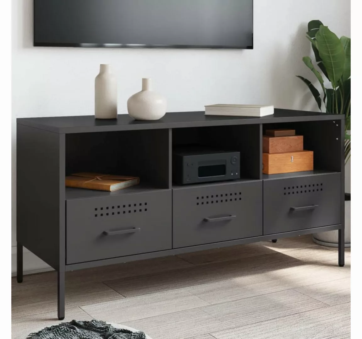 vidaXL Schrankmodule TV-Schrank Schwarz 100,5x39x50,5 cm Stahl günstig online kaufen