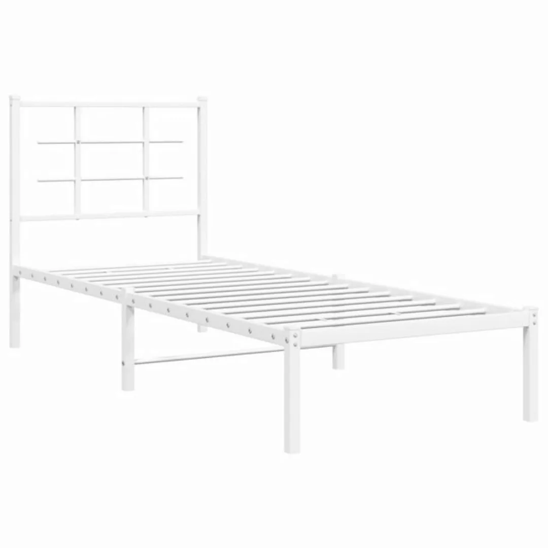 vidaXL Bett Metallbett ohne Matratze mit Kopfteil Weiß 75x190 cm günstig online kaufen