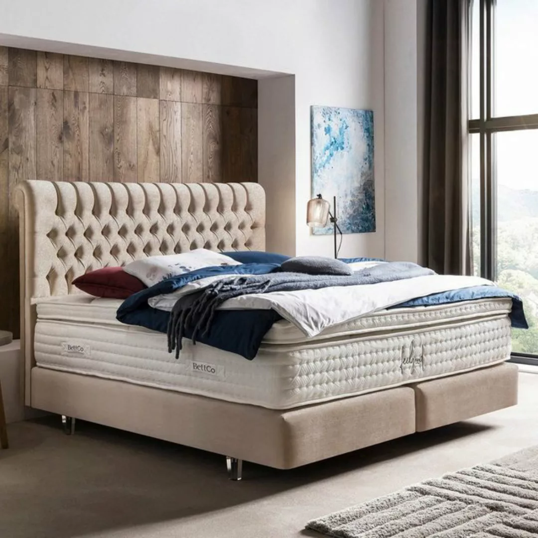 BettCo Boxspringbett Chester (in Beige Samt, 200 x 200 cm), Chesterfield-De günstig online kaufen