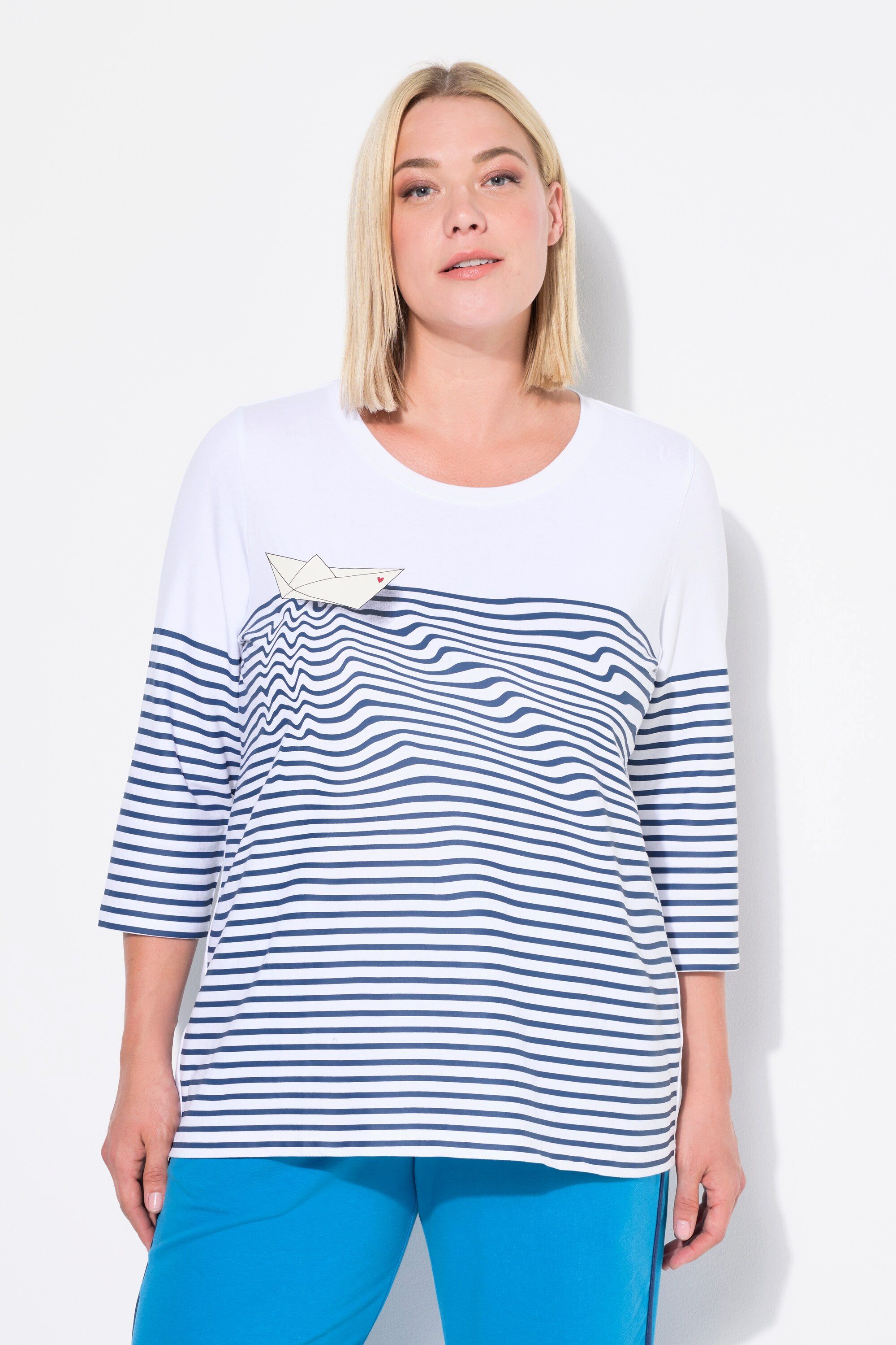 Ulla Popken Longsleeve Shirt Ringel Papierboot günstig online kaufen