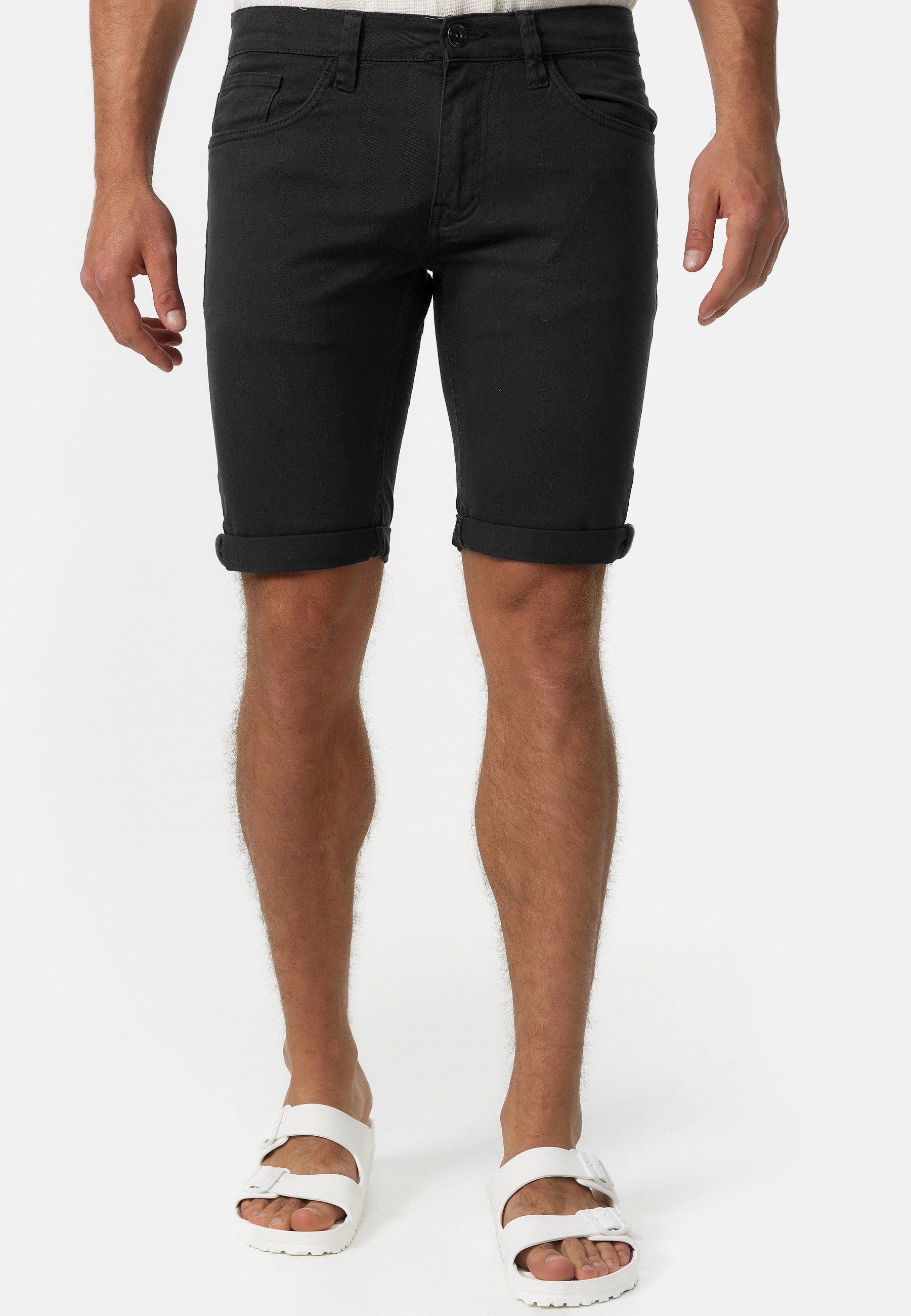 Indicode Jeansshorts Villeurbanne aus elastischer Bauwoll-Qualität günstig online kaufen