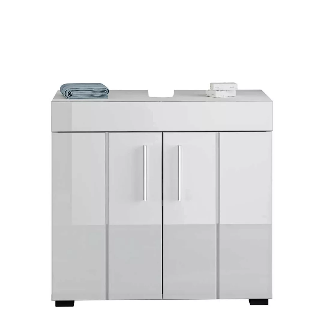 Waschbeckenschrank in Weiß mit Hochglanz Front 56 cm hoch günstig online kaufen