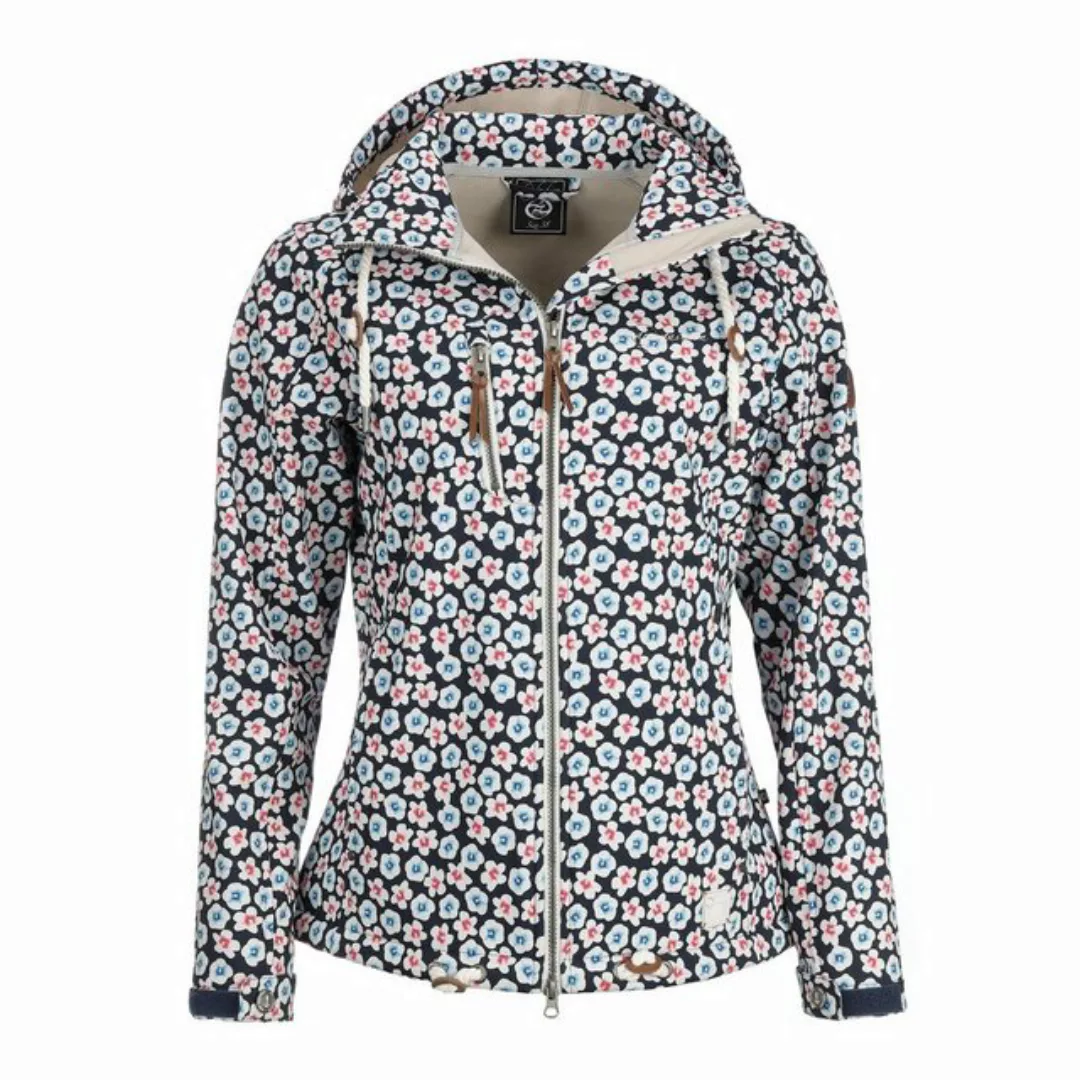 Dry Fashion Softshelljacke Damen Jacke Wismar Blumen-Print Kapuze Fleece-Fu günstig online kaufen