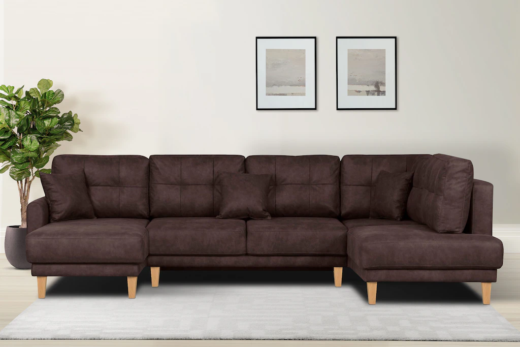 Home affaire Wohnlandschaft "TRIPLO U-Form wahlweise mit Schlaffunktion, B/ günstig online kaufen