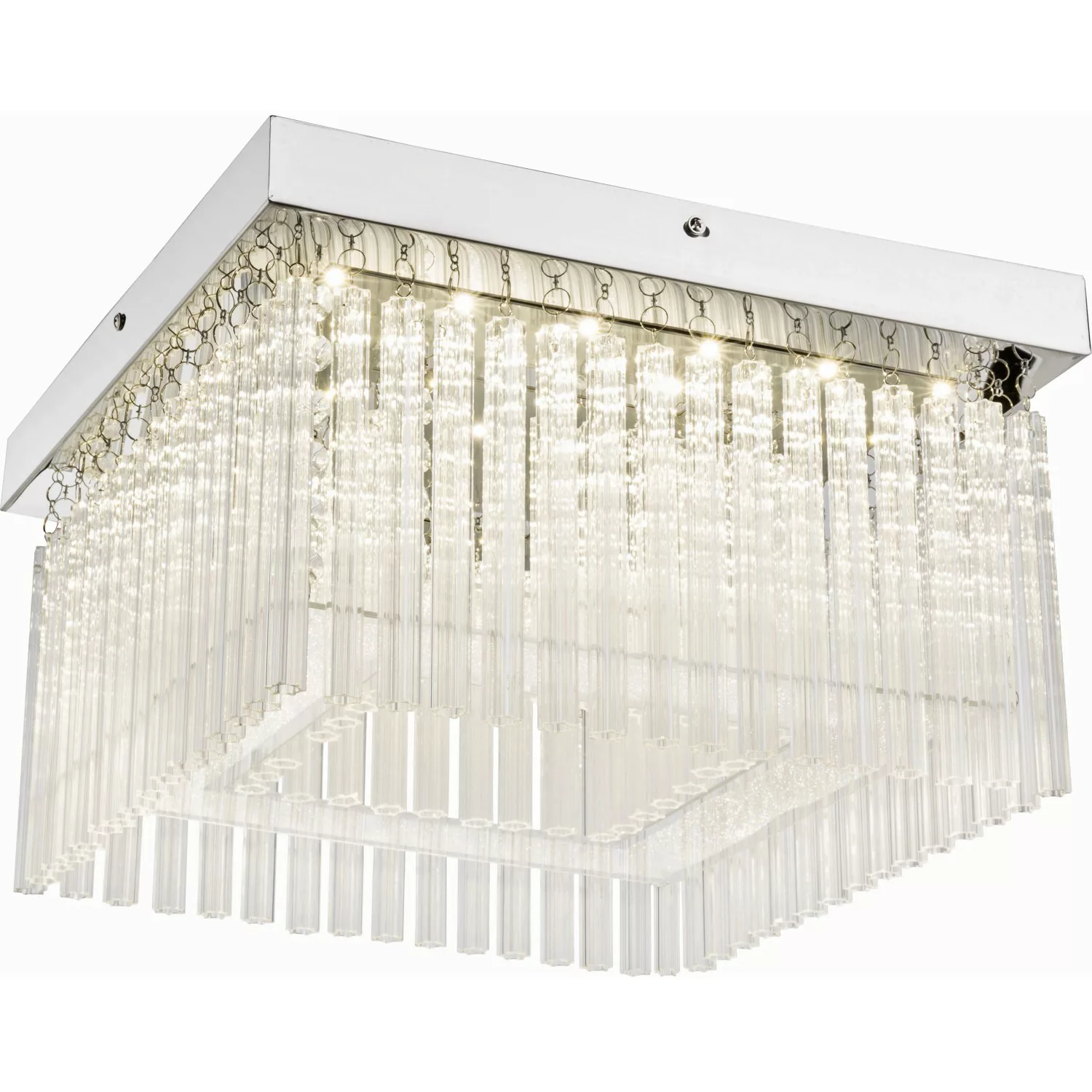 LED-Deckenleuchte Vince, chrom, Glaskristalle günstig online kaufen