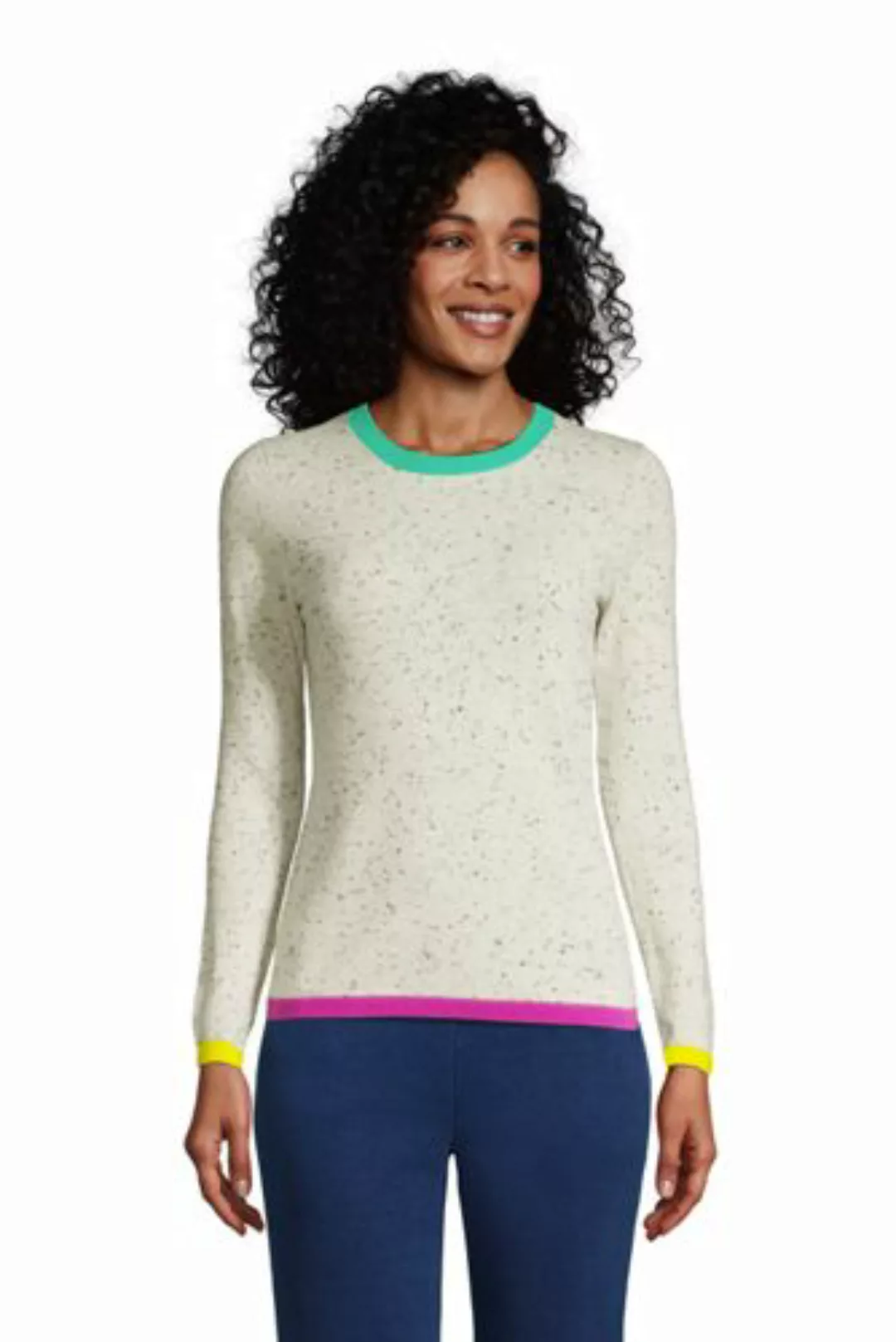 Kaschmir-Pullover mit rundem Ausschnitt, Damen, Größe: S Normal, Grau, by L günstig online kaufen