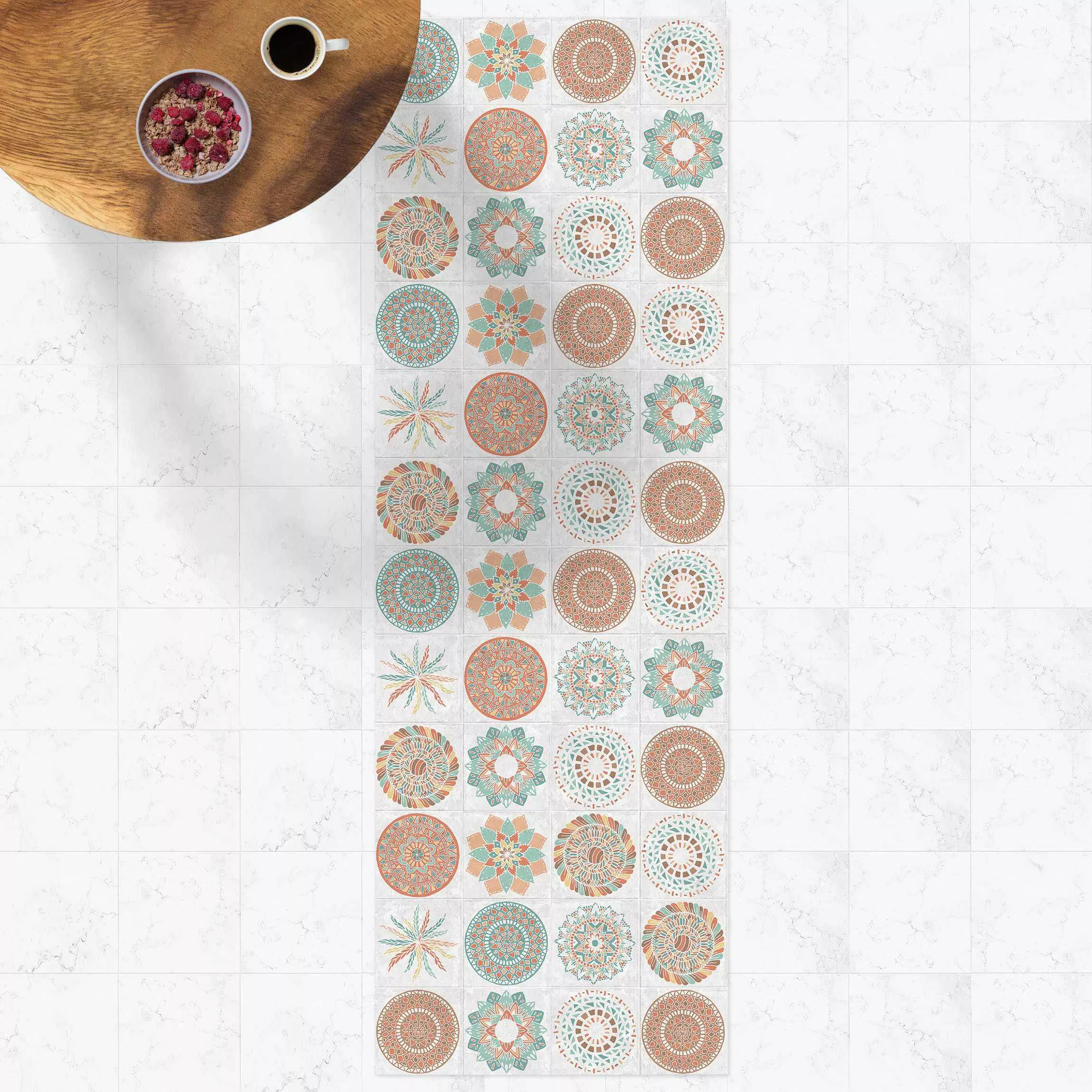 Vinyl-Teppich Handgemaltes Mandala Muster günstig online kaufen