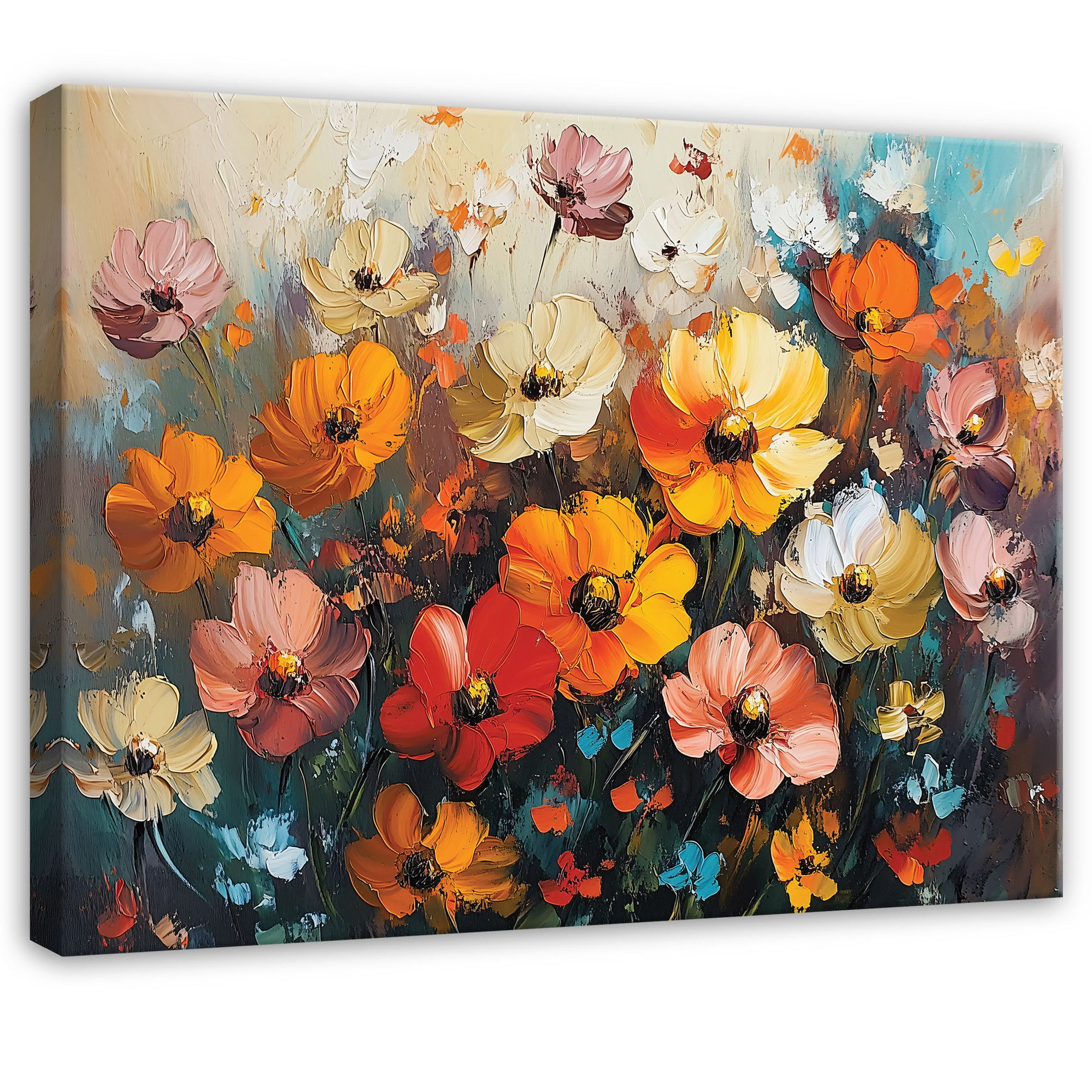 Wallarena Leinwandbild Blumen Aquarell Bunt Leinwand günstig online kaufen
