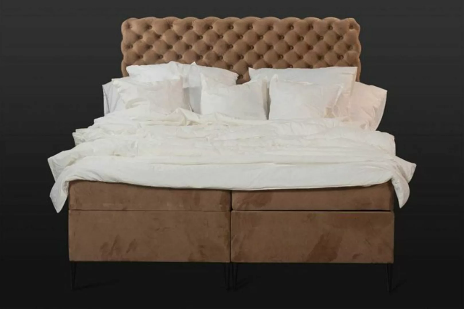 JVmoebel Bett Textil Bett braun Luxus Doppel Chesterfield Schlafzimmer Desi günstig online kaufen
