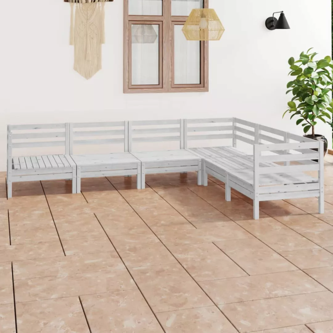 6-tlg. Garten-lounge-set Massivholz Kiefer Weiß günstig online kaufen