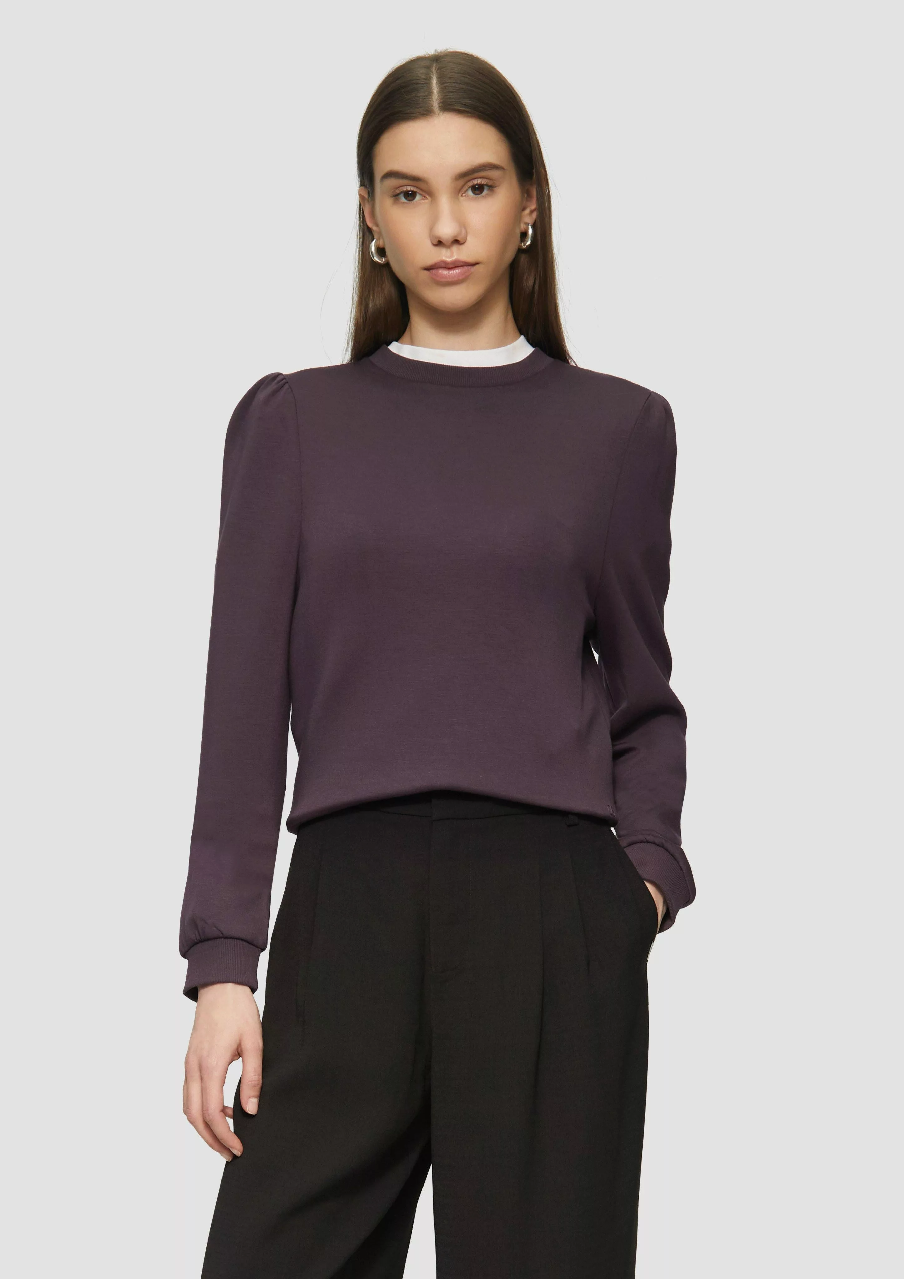 QS Sweatshirt Viskosemix-Sweatshirt mit Puffärmeln günstig online kaufen