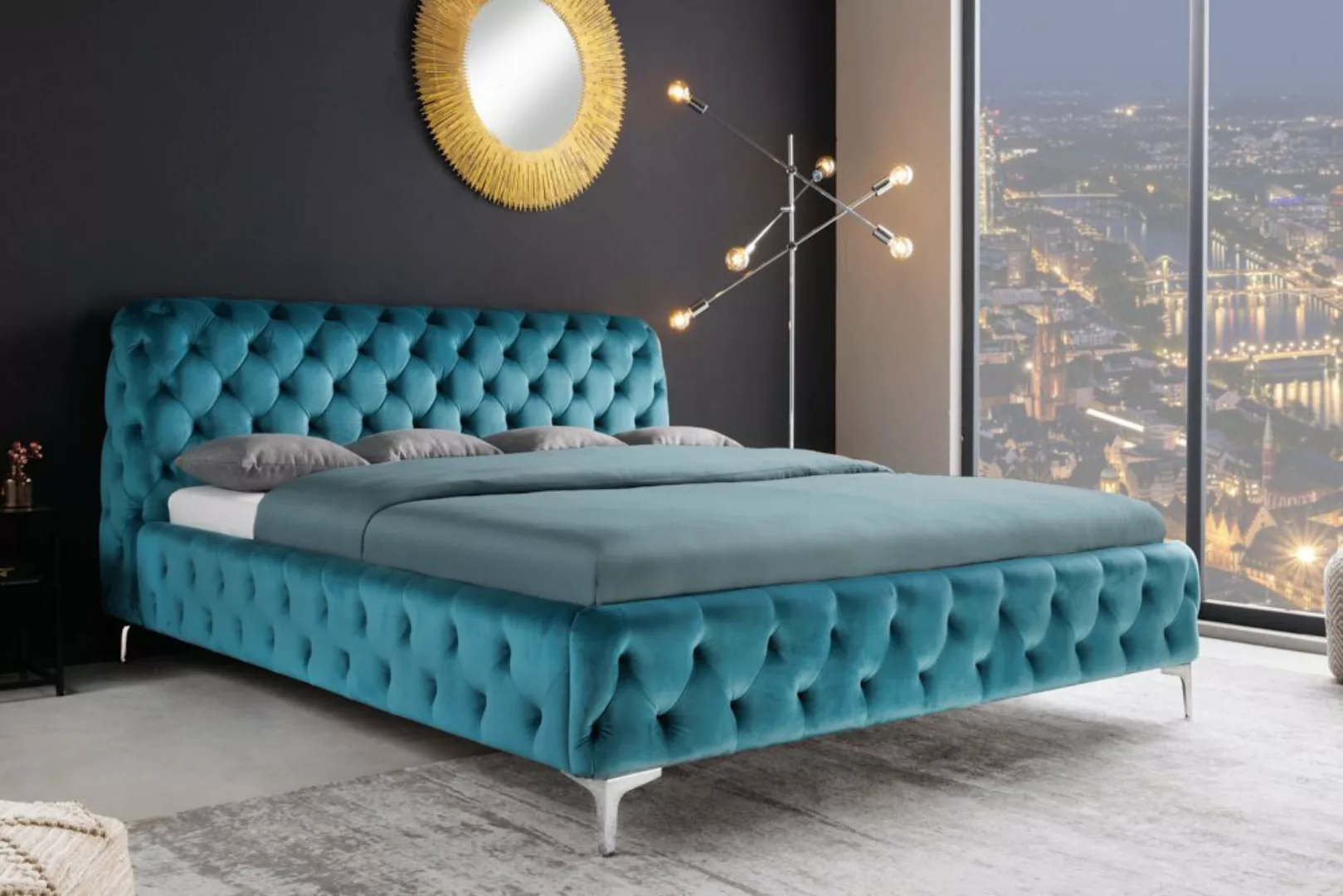 riess-ambiente Bett MODERN BAROCK 180x200cm pazifikblau (1-tlg), Schlafzimm günstig online kaufen