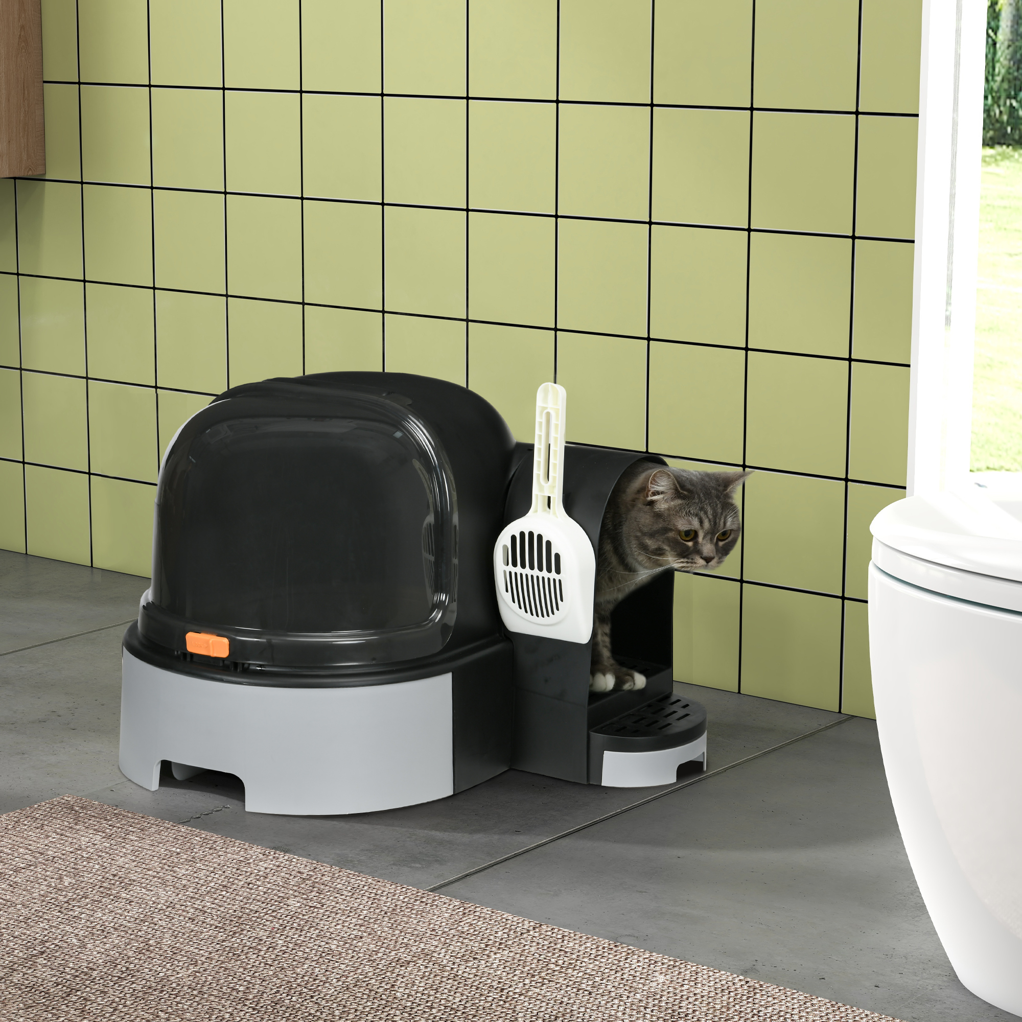 PawHut Katzenhaus Katzentoilette mit 2 herausziehbaren Bodenwannen und Haub günstig online kaufen