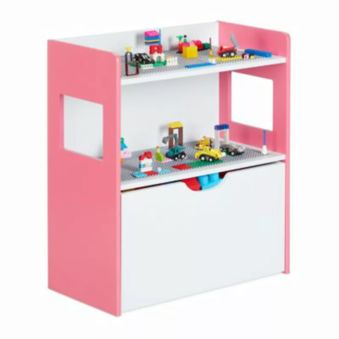 relaxdays Kinderregal mit Bausteinplatten rosa/weiß günstig online kaufen
