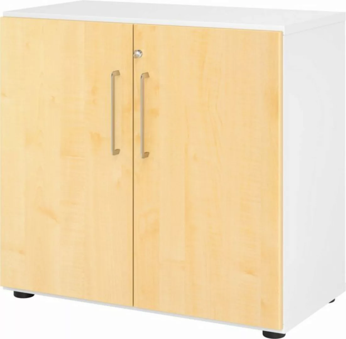 Aktenschrank Schrank Serie 9 2OH BxTxH 80x42x74,8cm Griff BS Weiß/Ahorn günstig online kaufen