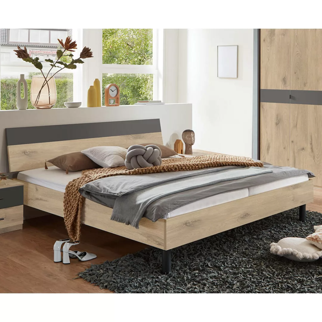 Schlafzimmer Komplett Set 5-teilig BRADFORD-43 mit Bett 180x200 cm Eiche mi günstig online kaufen