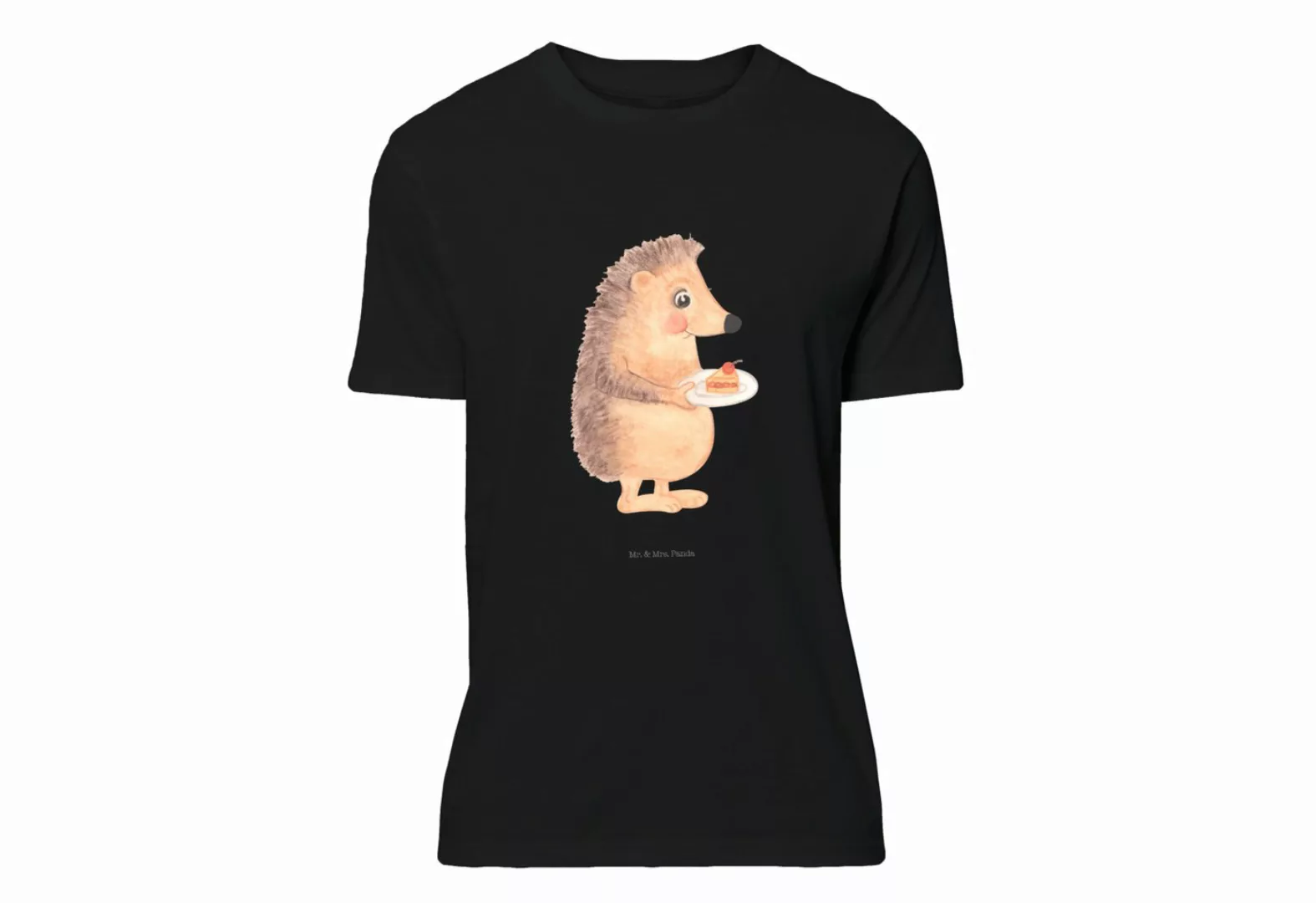 Mr. & Mrs. Panda T-Shirt Igel mit Kuchenstück - Schwarz - Geschenk, lustige günstig online kaufen