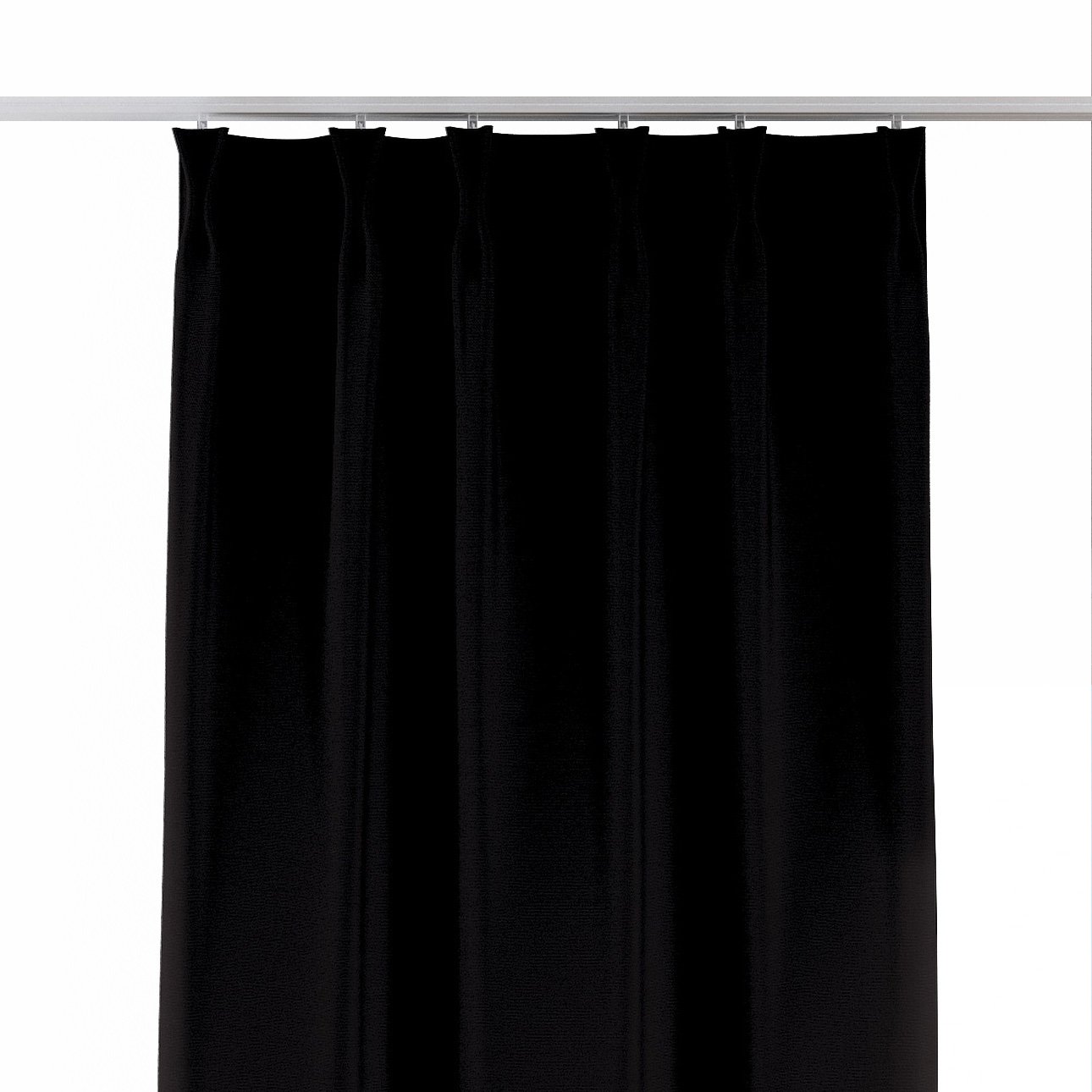Vorhang mit flämischen 2-er Falten, schwarz, Cotton Panama (702-09) günstig online kaufen