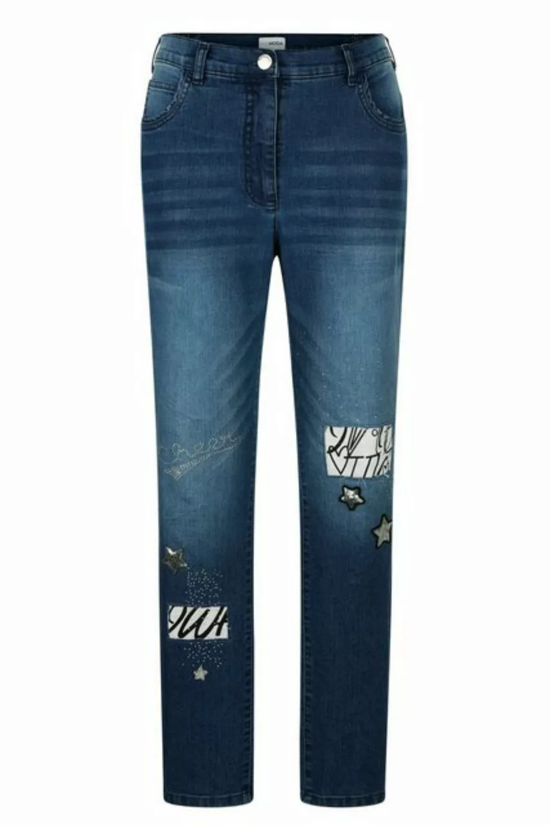 MIAMODA Regular-fit-Jeans Jeans Slim Fit Patches 5-Pocket günstig online kaufen