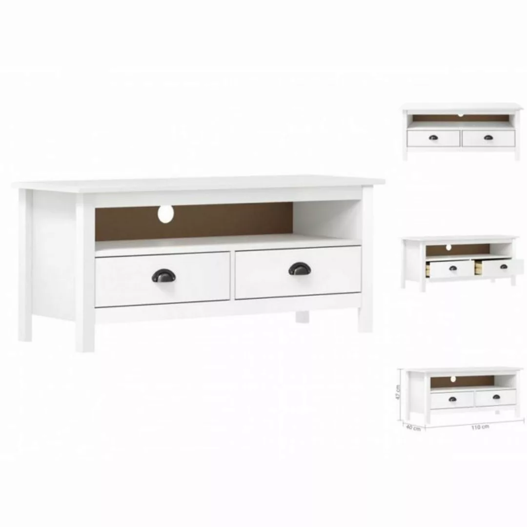 vidaXL TV-Schrank TV-Schrank Hill Range Weiß 110x40x47 cm Kiefer Massivholz günstig online kaufen