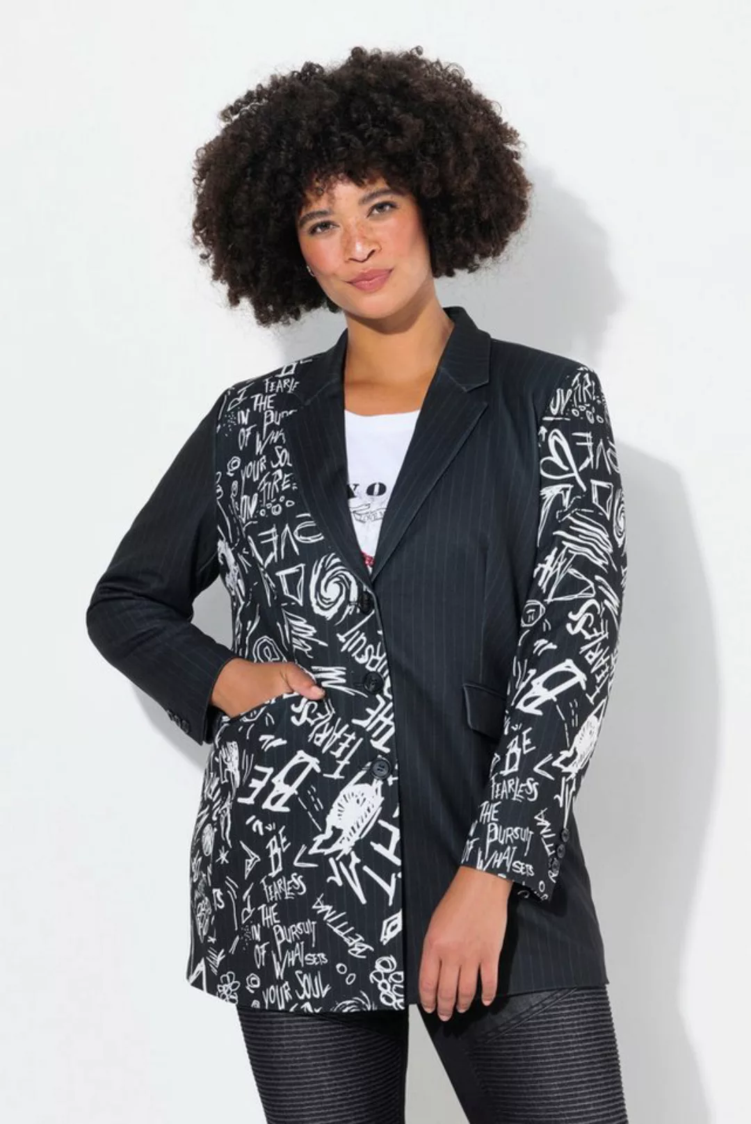 Angel of Style Blusenblazer Blazer oversized Nadelstreifen Metallic-Print günstig online kaufen