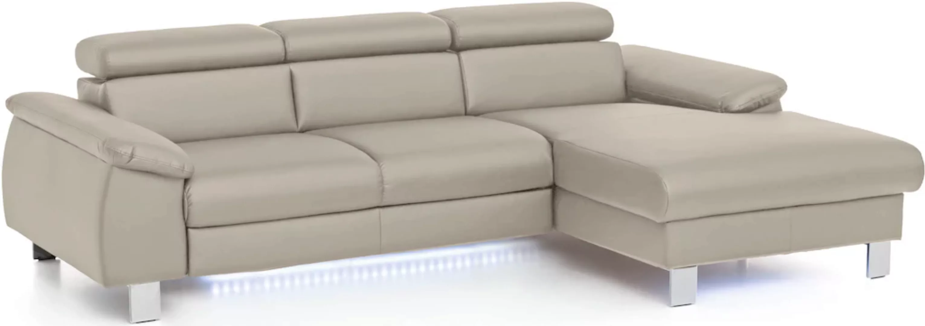 COTTA Ecksofa Komaris, Ecksofa, wahlweise mit RGB-LED-Beleuchtung und Bettf günstig online kaufen