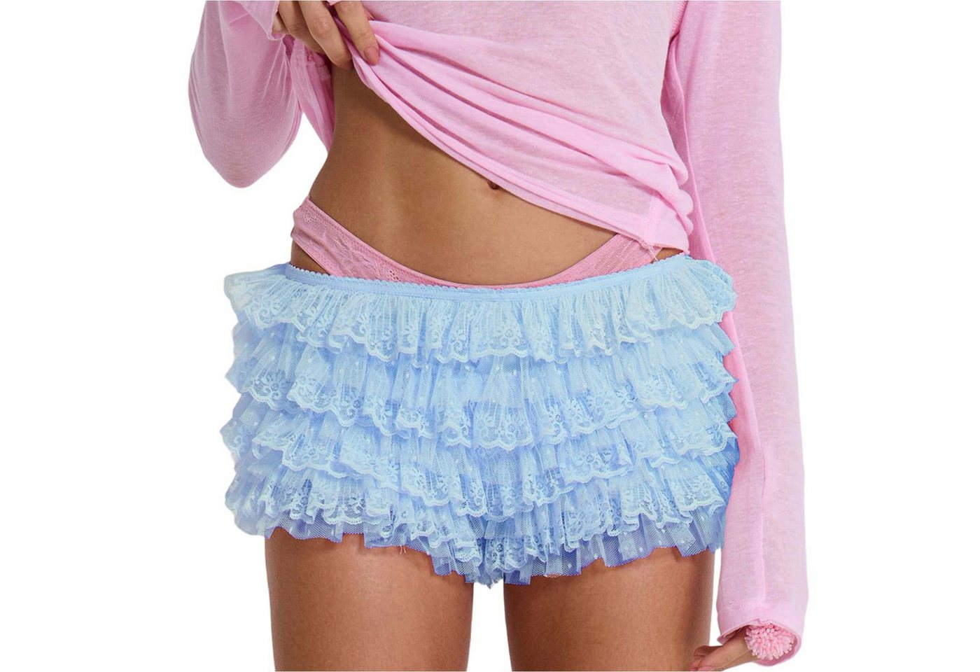 Refttenw Shorts Sexy Shorts mit Rüschenspitze für Damen, mehrlagige Pumphos günstig online kaufen