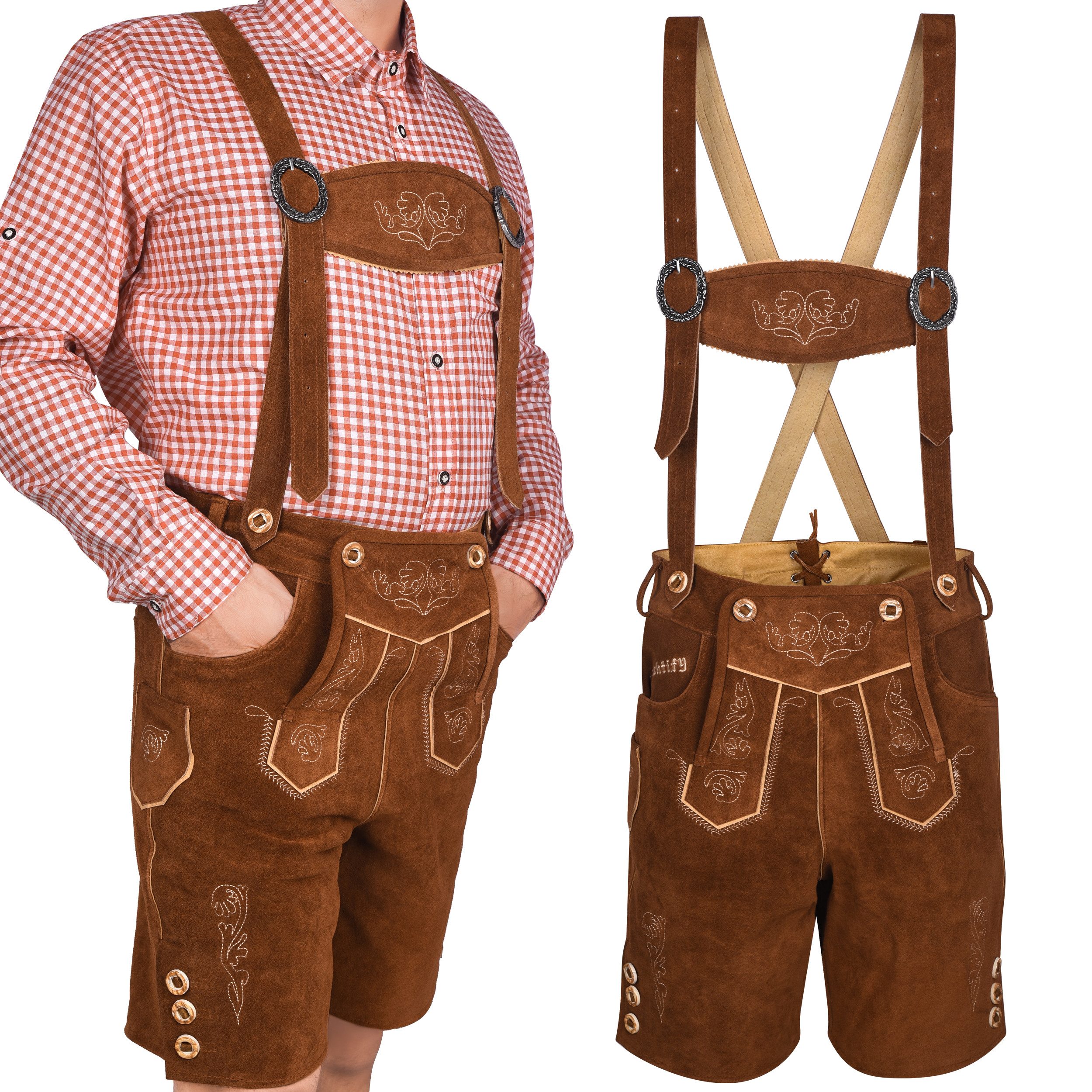 Trachtify Trachtenlederhose kurze Trachtenhose Herren Antik günstig online kaufen