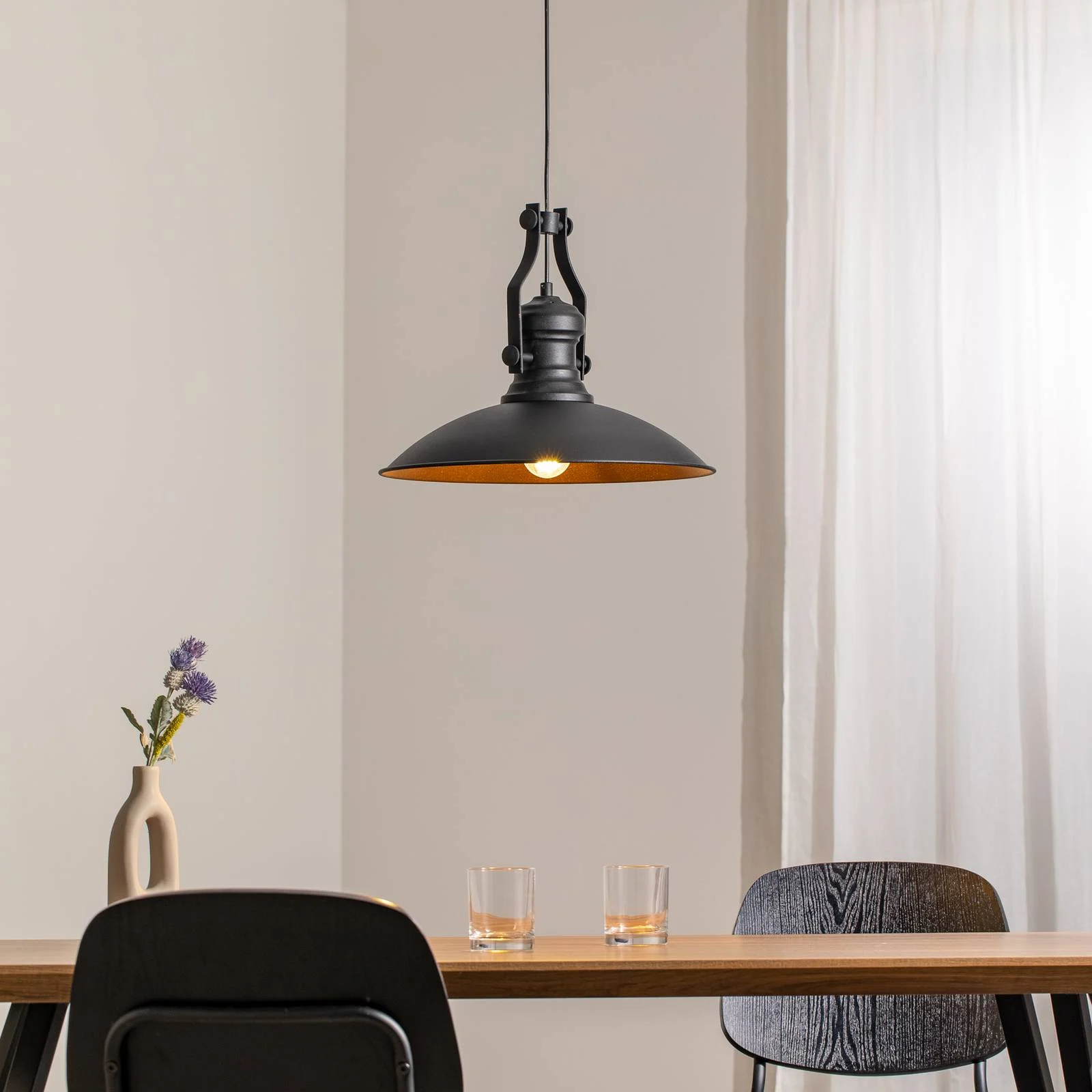 Hängeleuchte Fimda, schwarz, Ø 41 cm, Metall, E27 günstig online kaufen