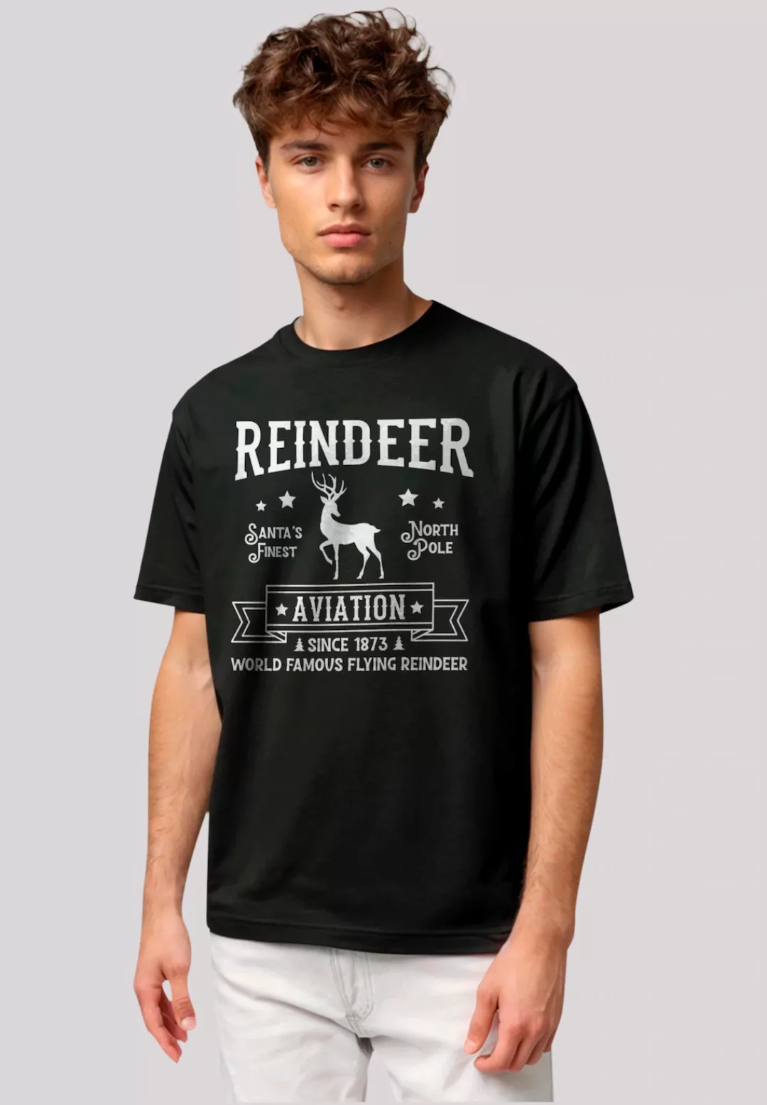 F4NT4STIC T-Shirt "Reindeer Aviation Retro Weihnachts Sign", Premium Qualit günstig online kaufen