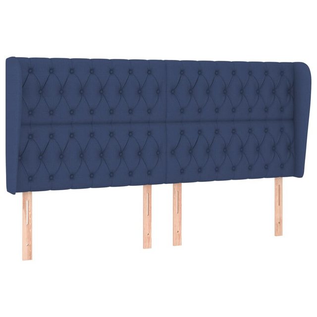 vidaXL Bett, Kopfteil mit Ohren Blau 203x23x118/128 cm Stoff günstig online kaufen