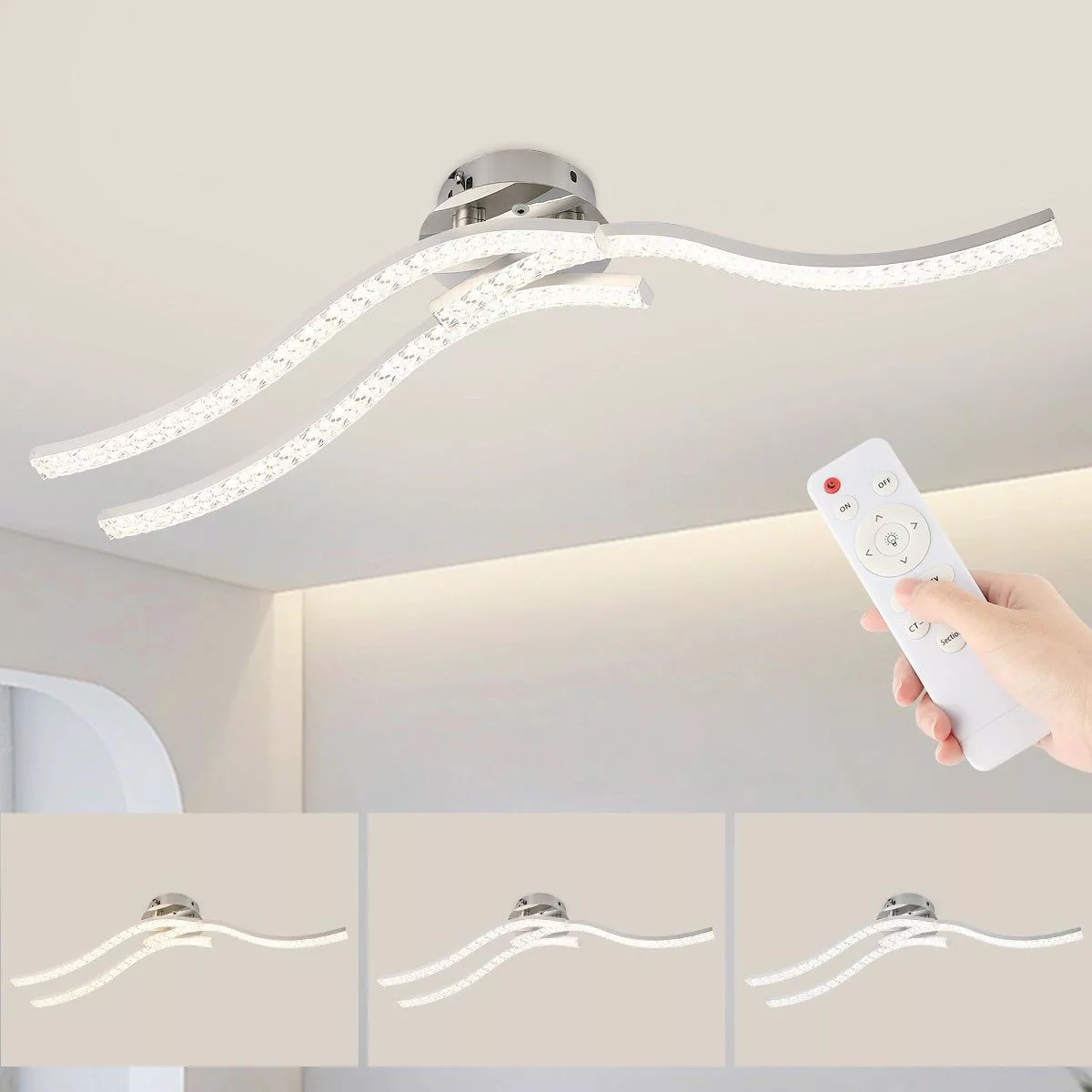 LETGOSPT Deckenleuchte 36W Kristall LED Deckenlampe günstig online kaufen